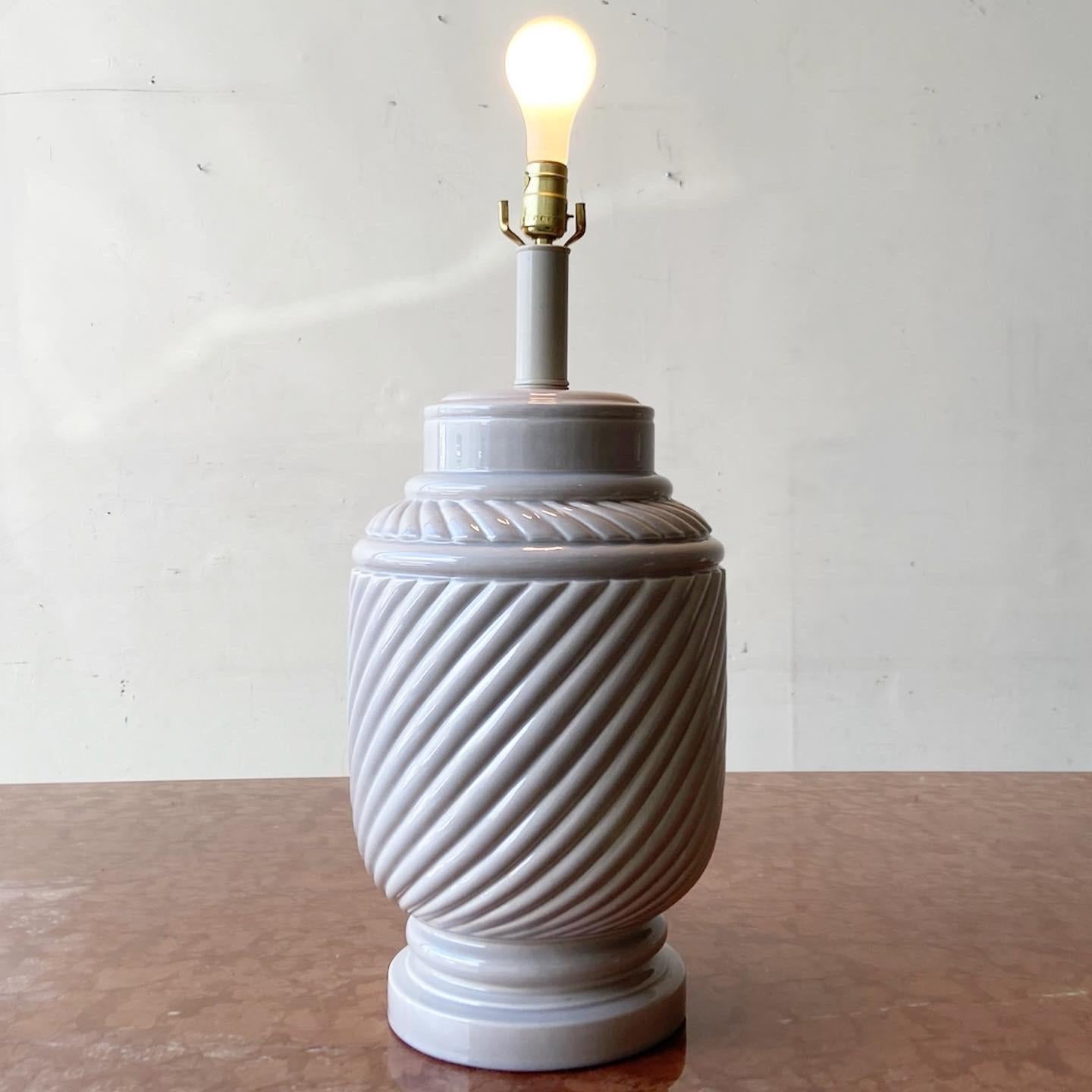 Post-Modern Postmodern Gray Ceramic Table Lamp For Sale