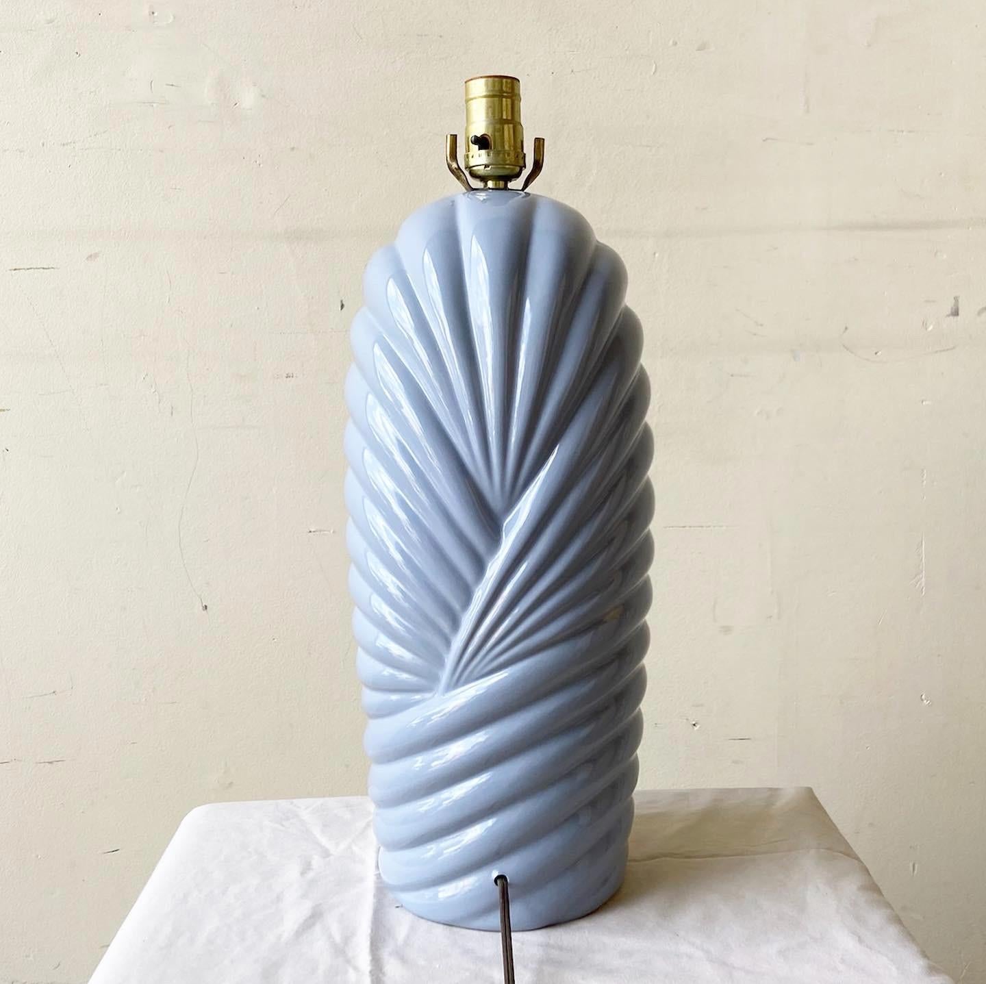Postmodern Gray Ceramic Table Lamp In Good Condition For Sale In Delray Beach, FL