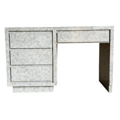 Postmodern Gray Faux Stone Laminate Writing Desk - 4 Drawers
