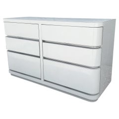 Postmodern Gray Gloss Laminate Curved Edge Dresser