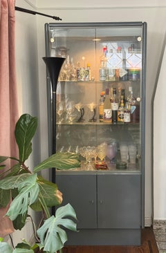 Postmodern gray lacquered curio cabinet, late 20th century
