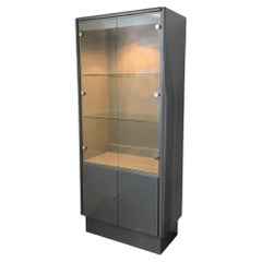 Postmodern gray lacquered curio cabinet, late 20th century