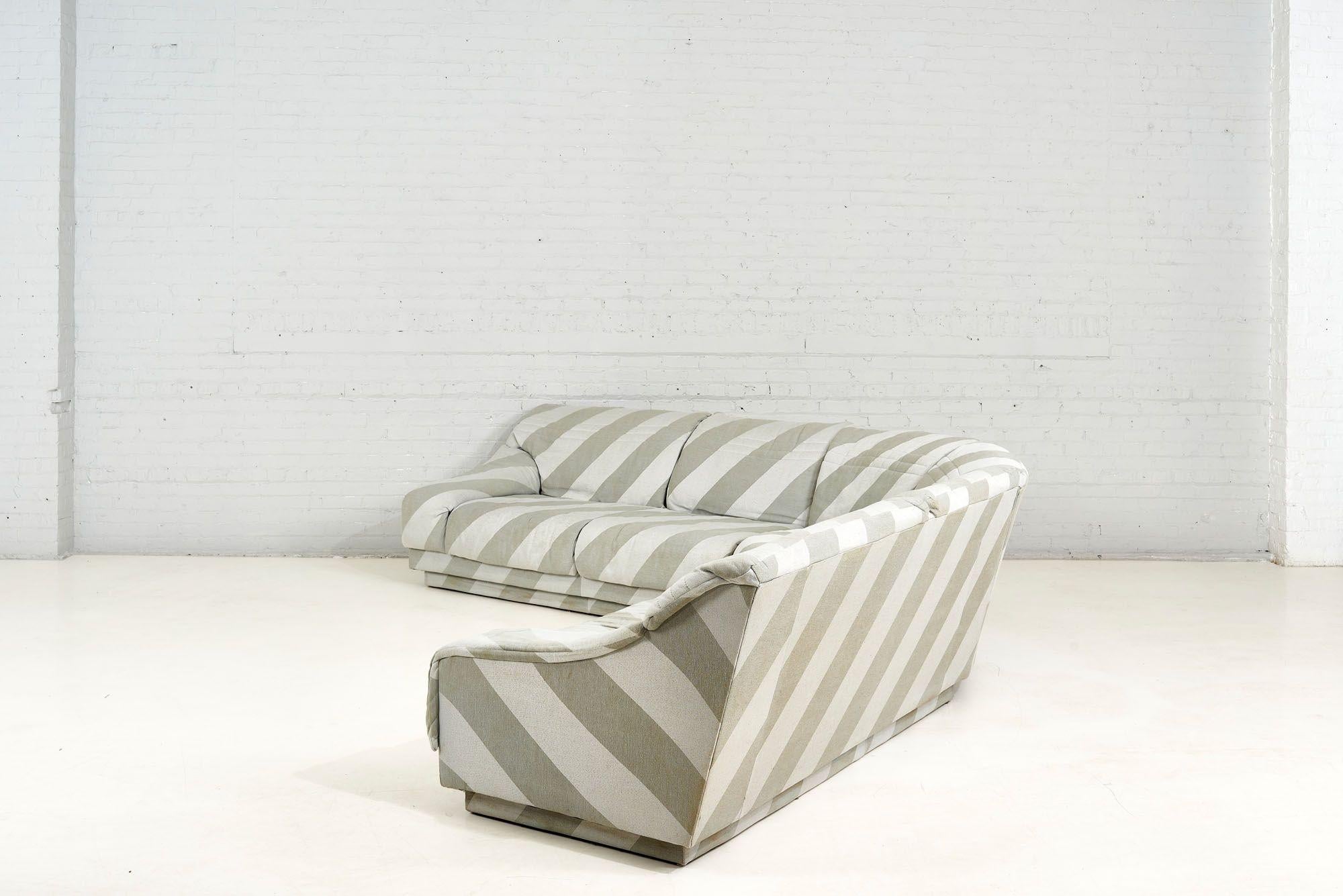 Post-Modern Post Modern Grey Striped 3 Piece Sectional, 1980