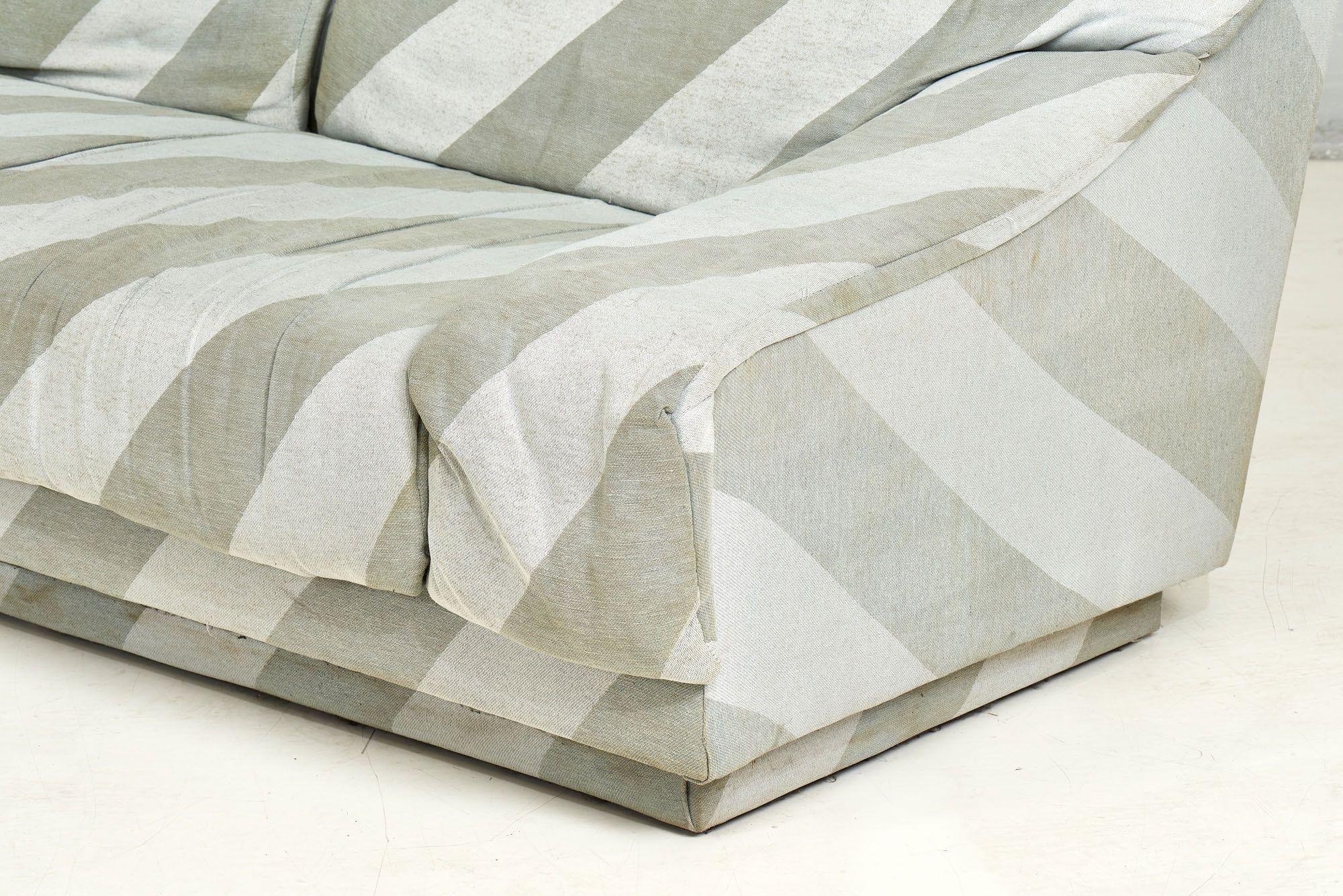 Late 20th Century Post Modern Grey Striped 3 Piece Sectional, 1980