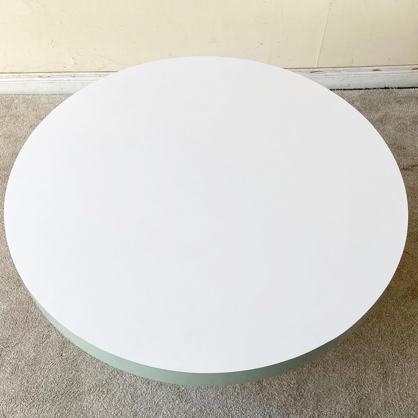 Post-Modern Postmodern Green and White Lacquer Laminate Dining Table