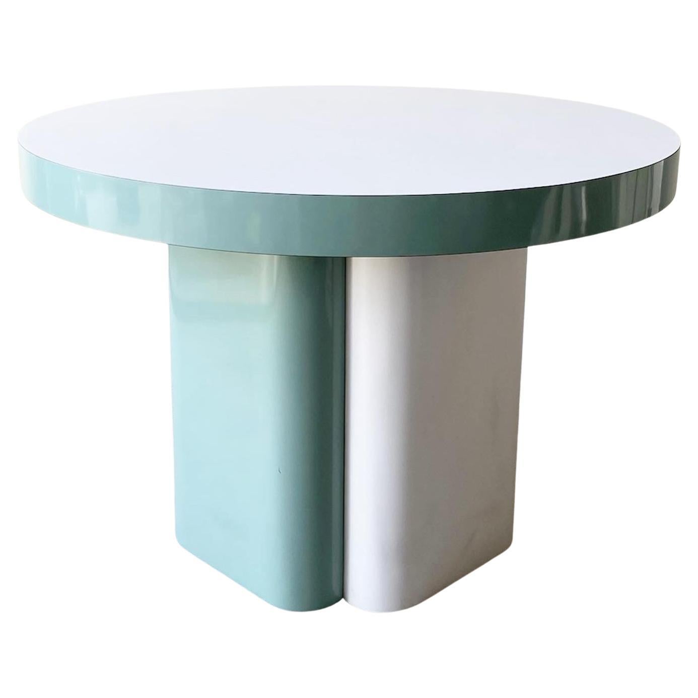 Postmodern Green and White Lacquer Laminate Dining Table