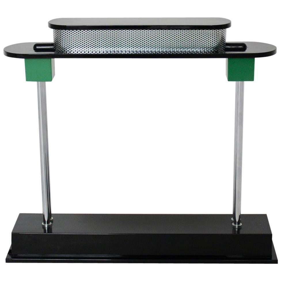 Postmoderne grüne schwarze Vintage-Tischlampe Pausania von Ettore Sottsass Jr., Italien im Angebot