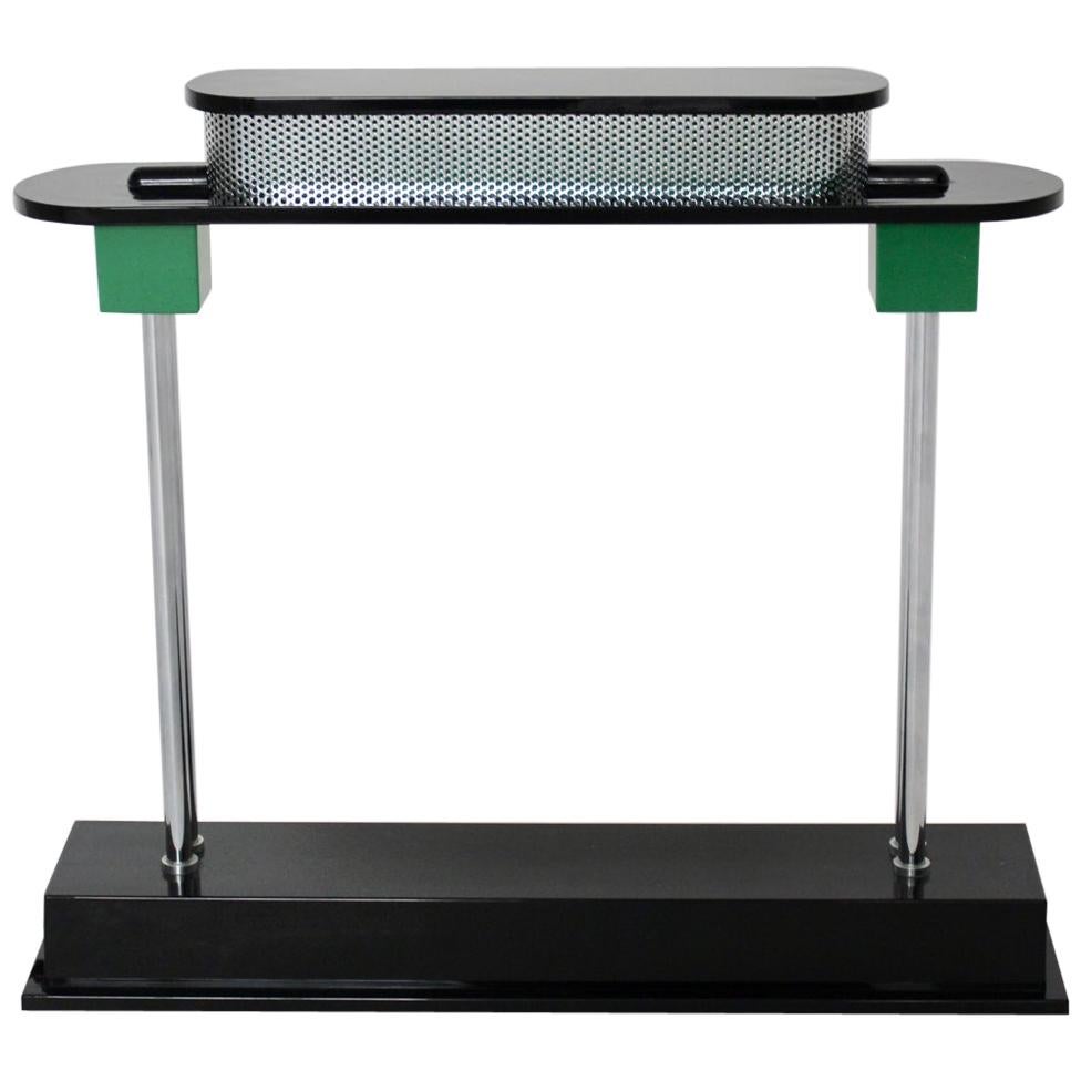 Postmoderne grüne schwarze Vintage-Tischlampe Pausania von Ettore Sottsass Jr., Italien 