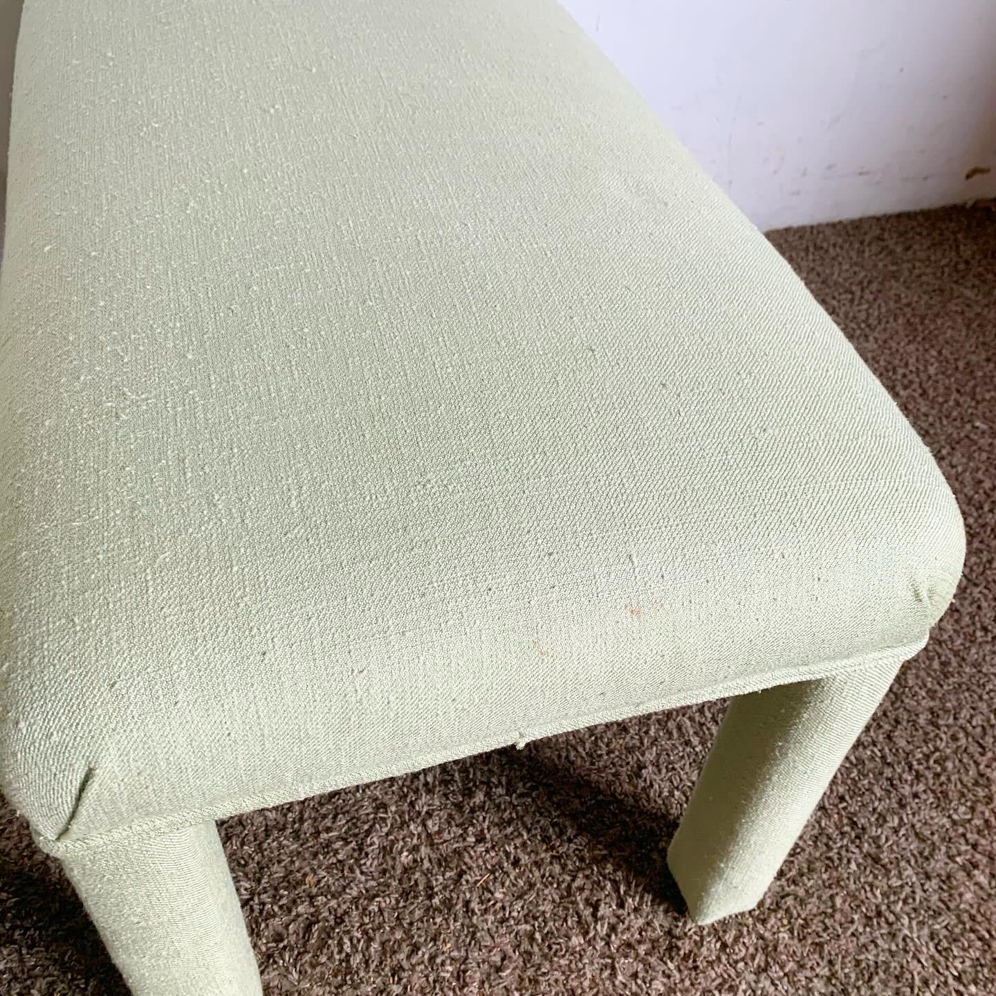 Postmodern Green Fabric Parsons Low Stools - a Pair For Sale 1