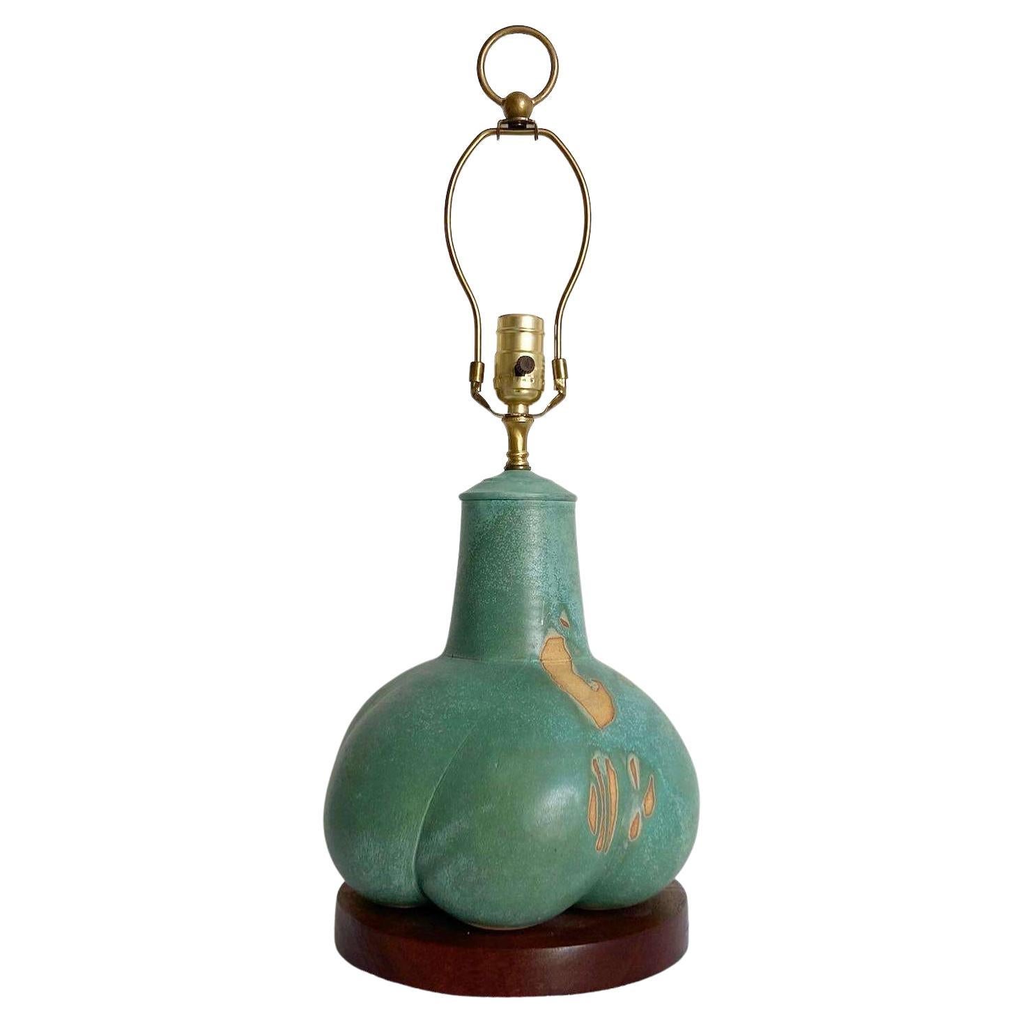 Postmodern Green Gourd Pottery Table Lamp