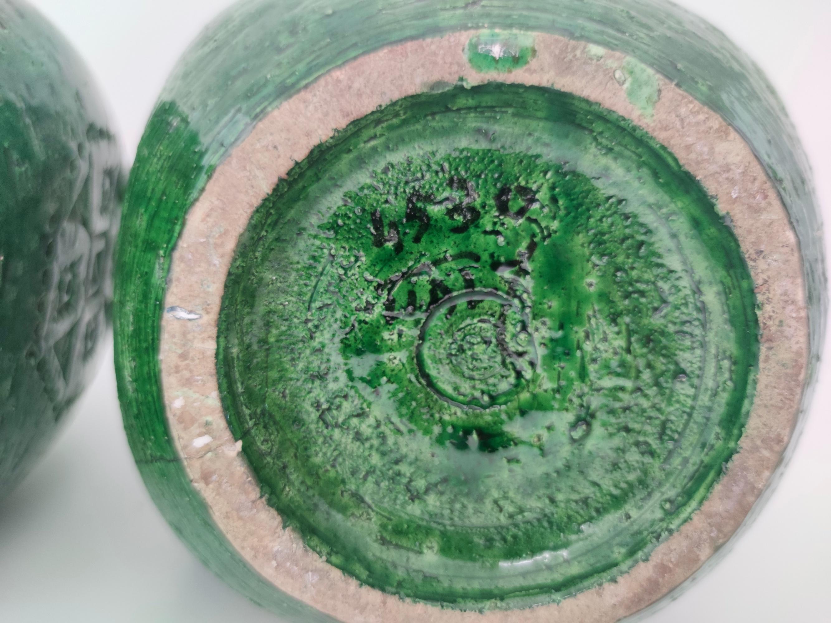 Postmoderne grün lackierte Keramikvase von Aldo Londi für Bitossi, Italien im Angebot 8