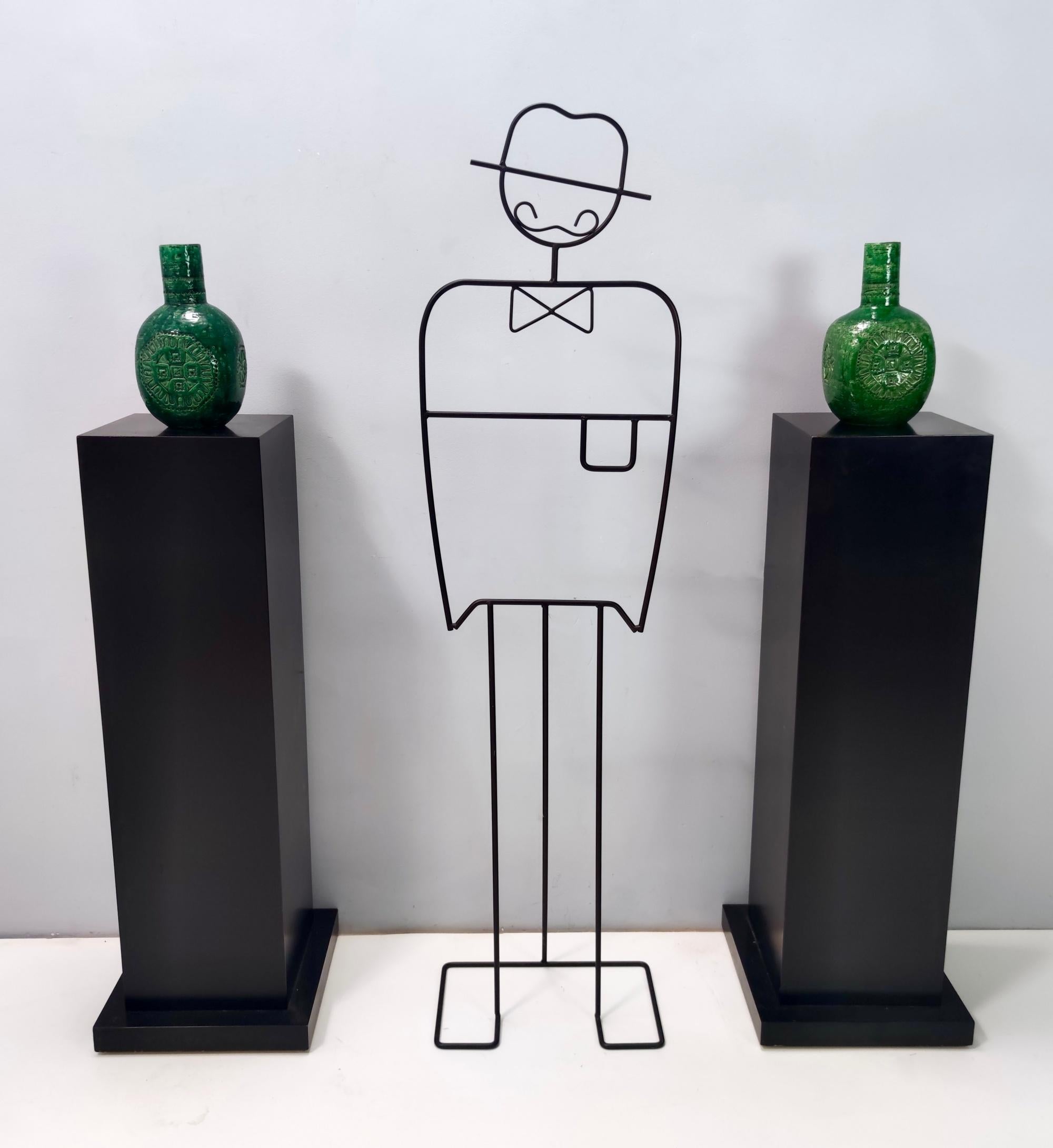 Postmoderne Vase postmoderne en céramique laquée verte d'Aldo Londi pour Bitossi, Italie en vente