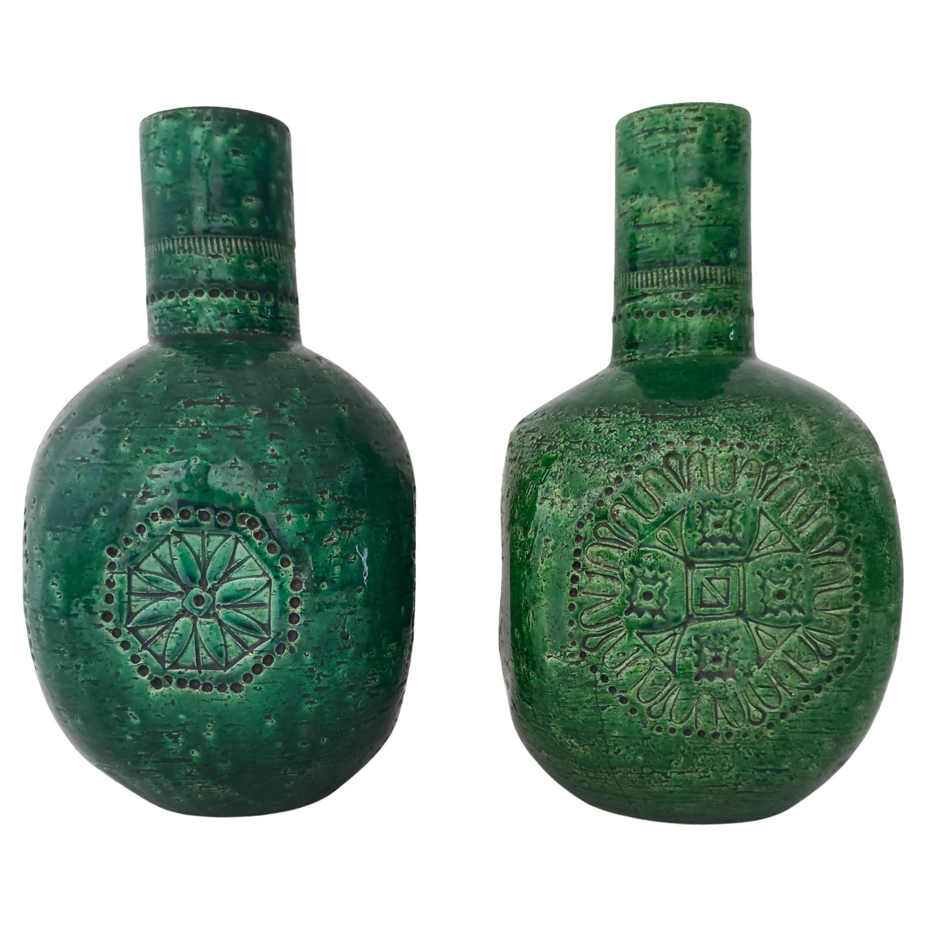 Postmodern Green Lacquered Ceramic Vase by Aldo Londi for Bitossi, Italy