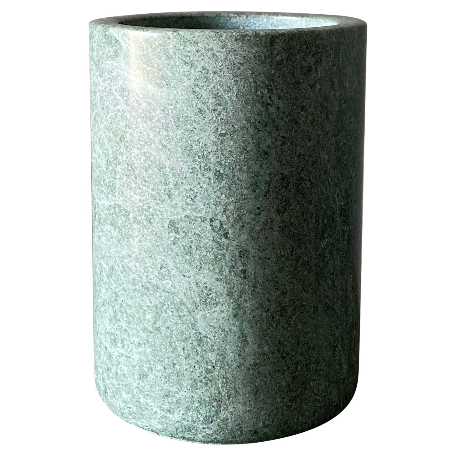 Postmodern Green Marble Vase, circa 1985