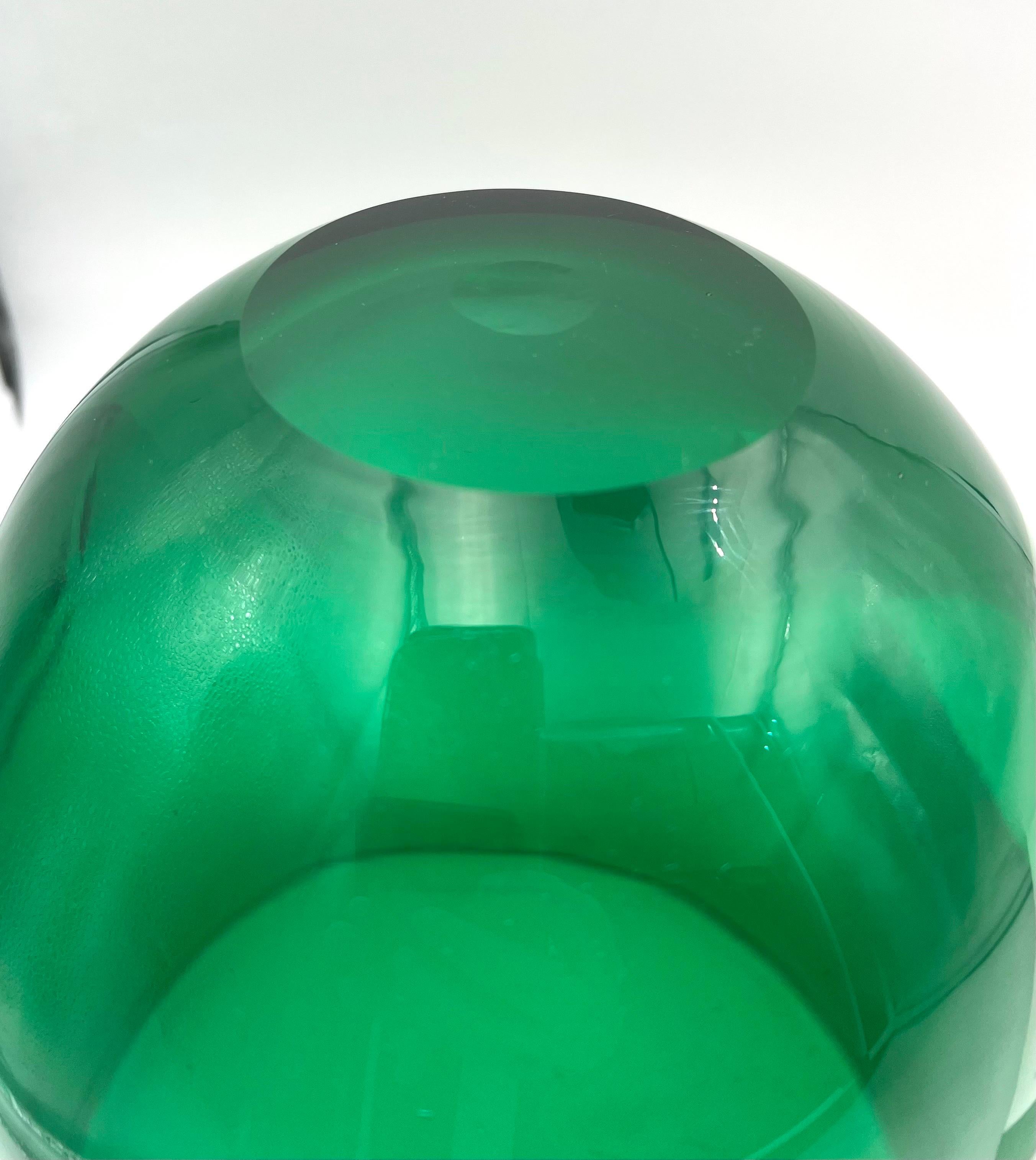 American Postmodern Green Mouthblown Glass Vase
