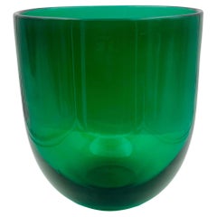 Postmodern Green Mouthblown Glass Vase
