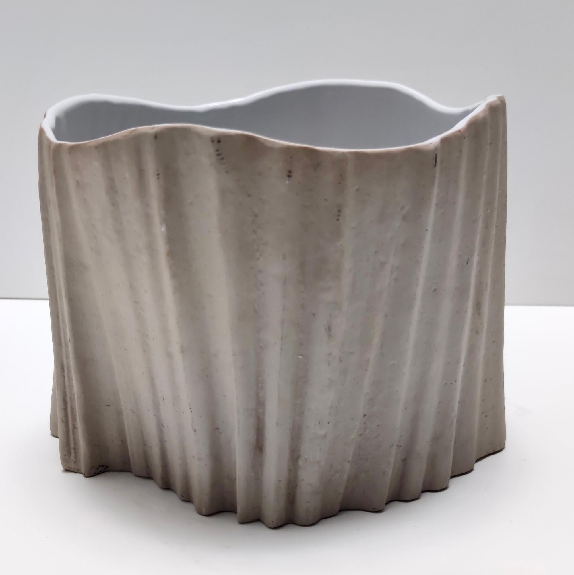 European Postmodern Grey Earthenware Vase by Rosenthal, Italy For Sale