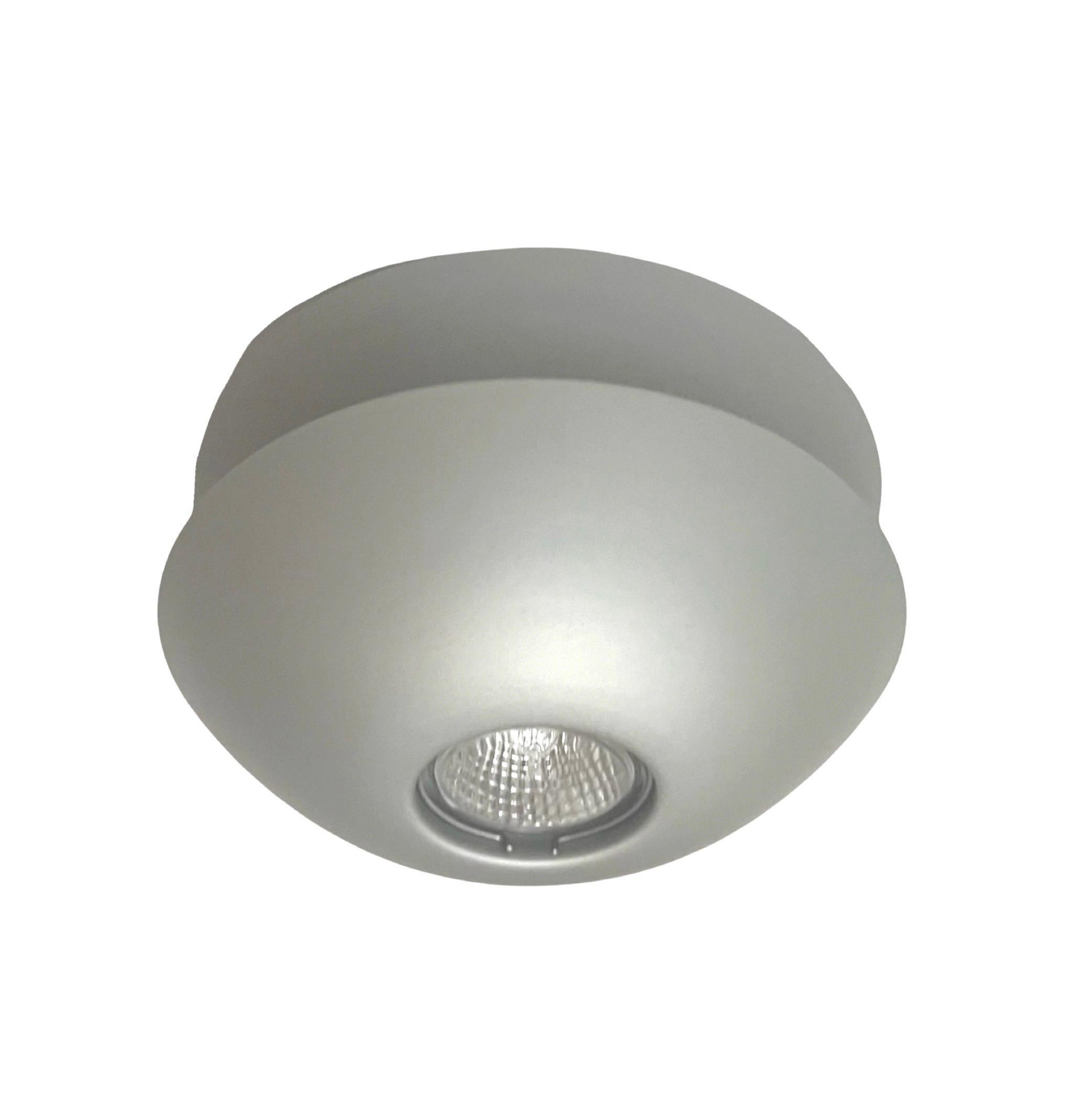 Postmodern Grey Metal Pair of Halogen Flush Mounts by Blauet, Barcelona, 1980s For Sale 4
