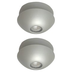 Coppia di fari alogeni postmoderni in metallo grigio di Blauet, Barcellona, anni '80
