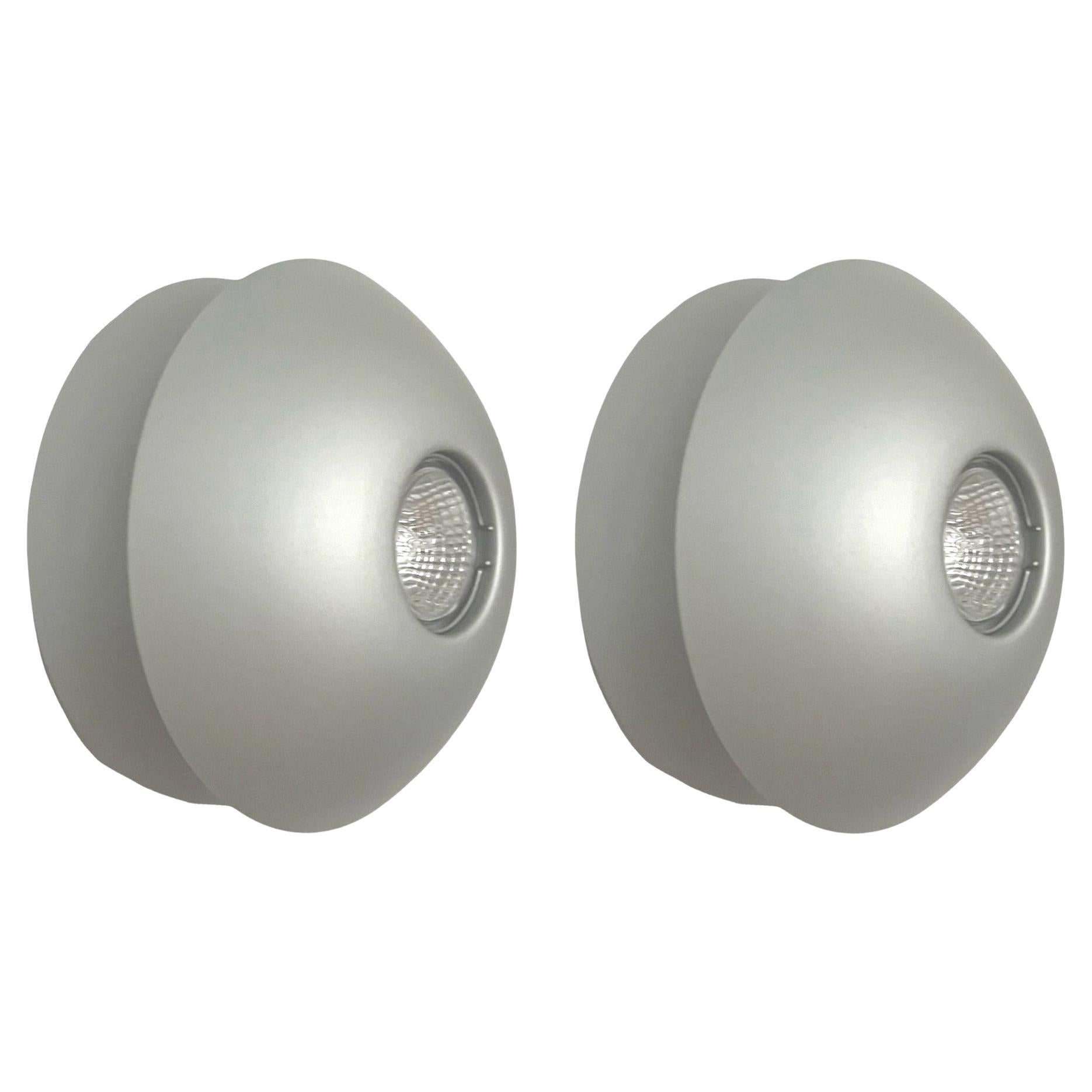 Postmodern Grey Metal Pair of Halogen Wall Sconces by Blauet, Barcelona, 1980s For Sale