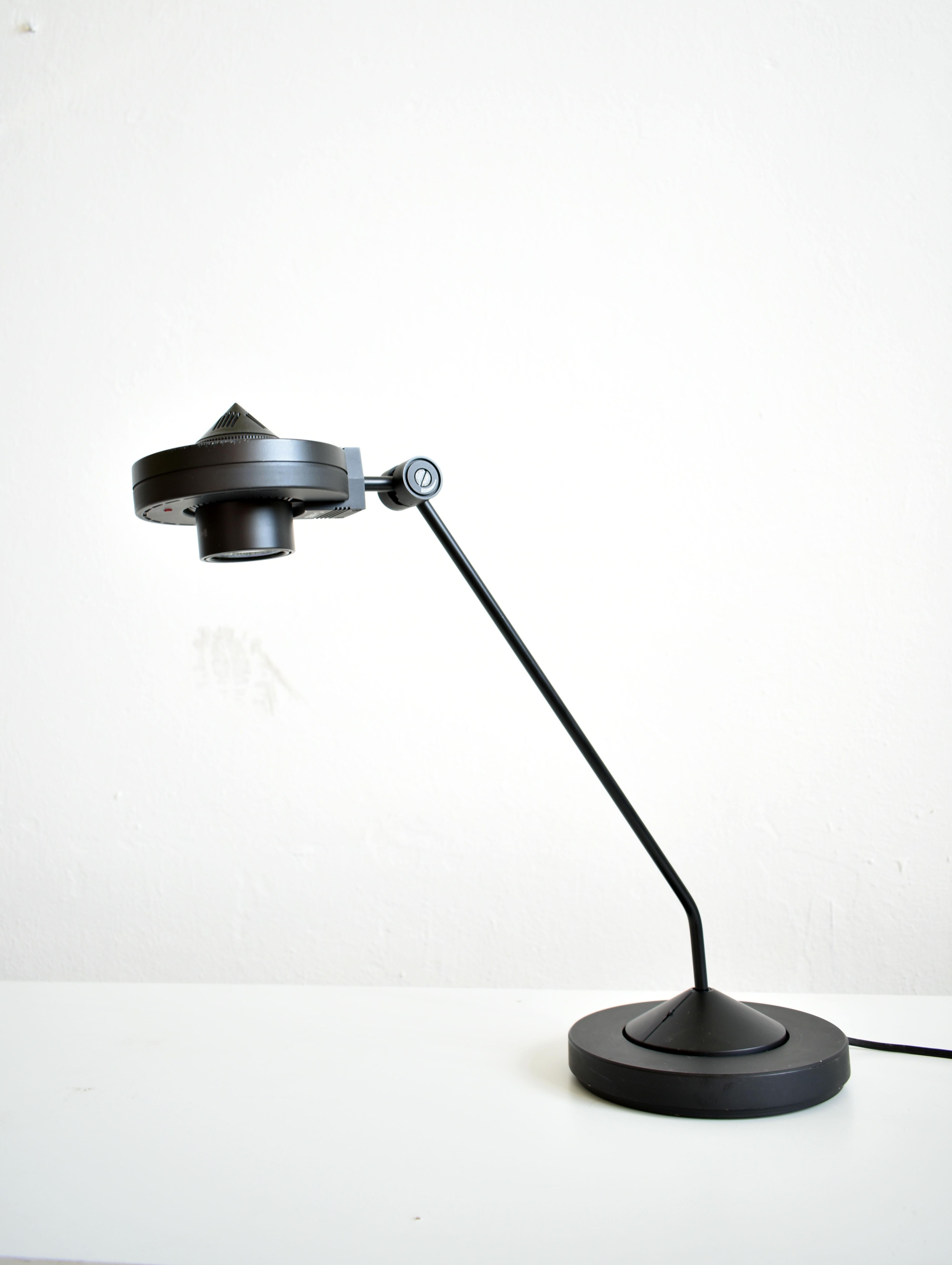 Metal Postmodern Halogen Desk Lamp 'Discus', Hartmut S. Engel for Staff, Germany 1980s For Sale