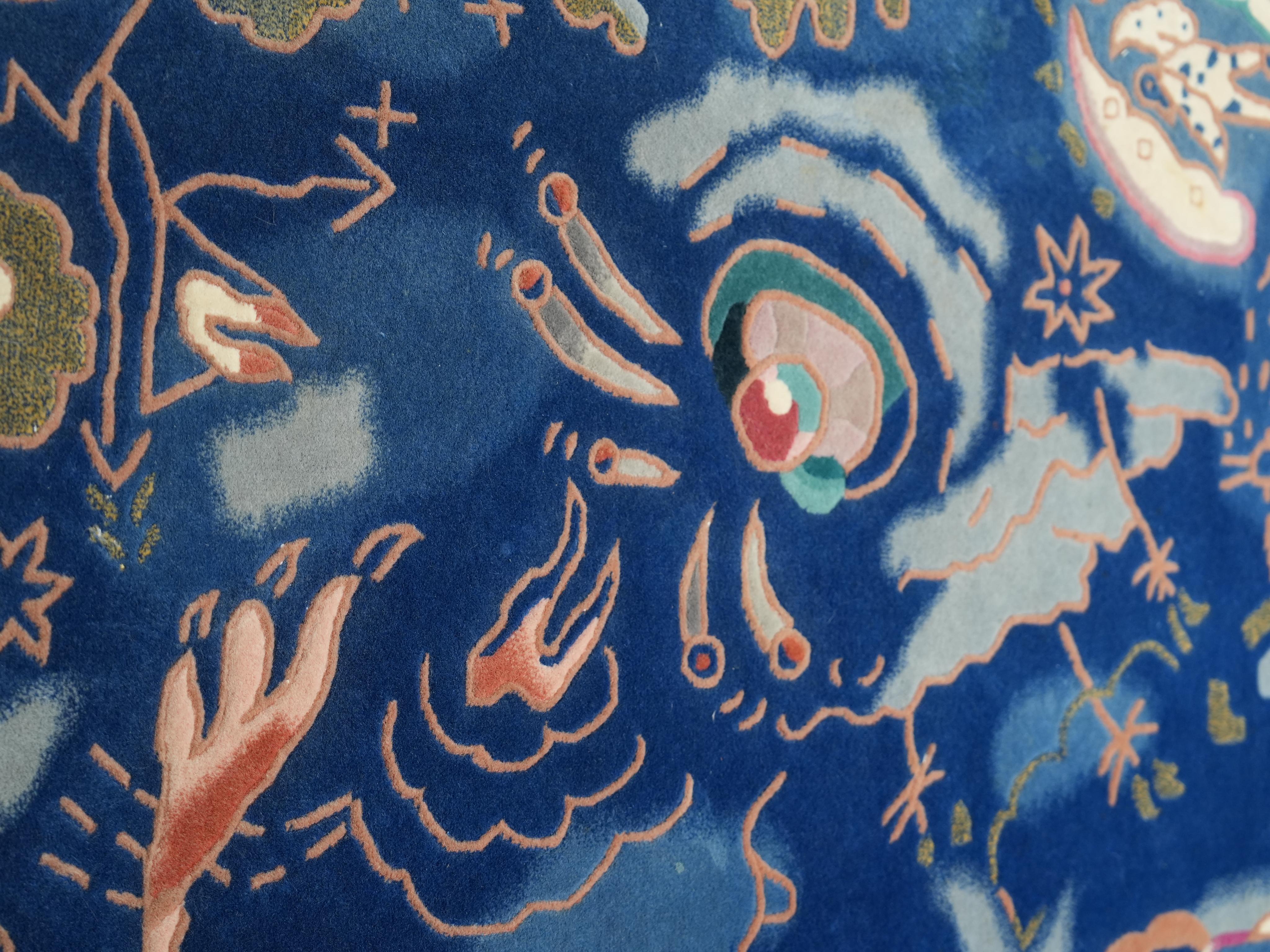 Postmodern hand-knotted wool Carpet with mythical and abstract Symbols, 1987 For Sale 11