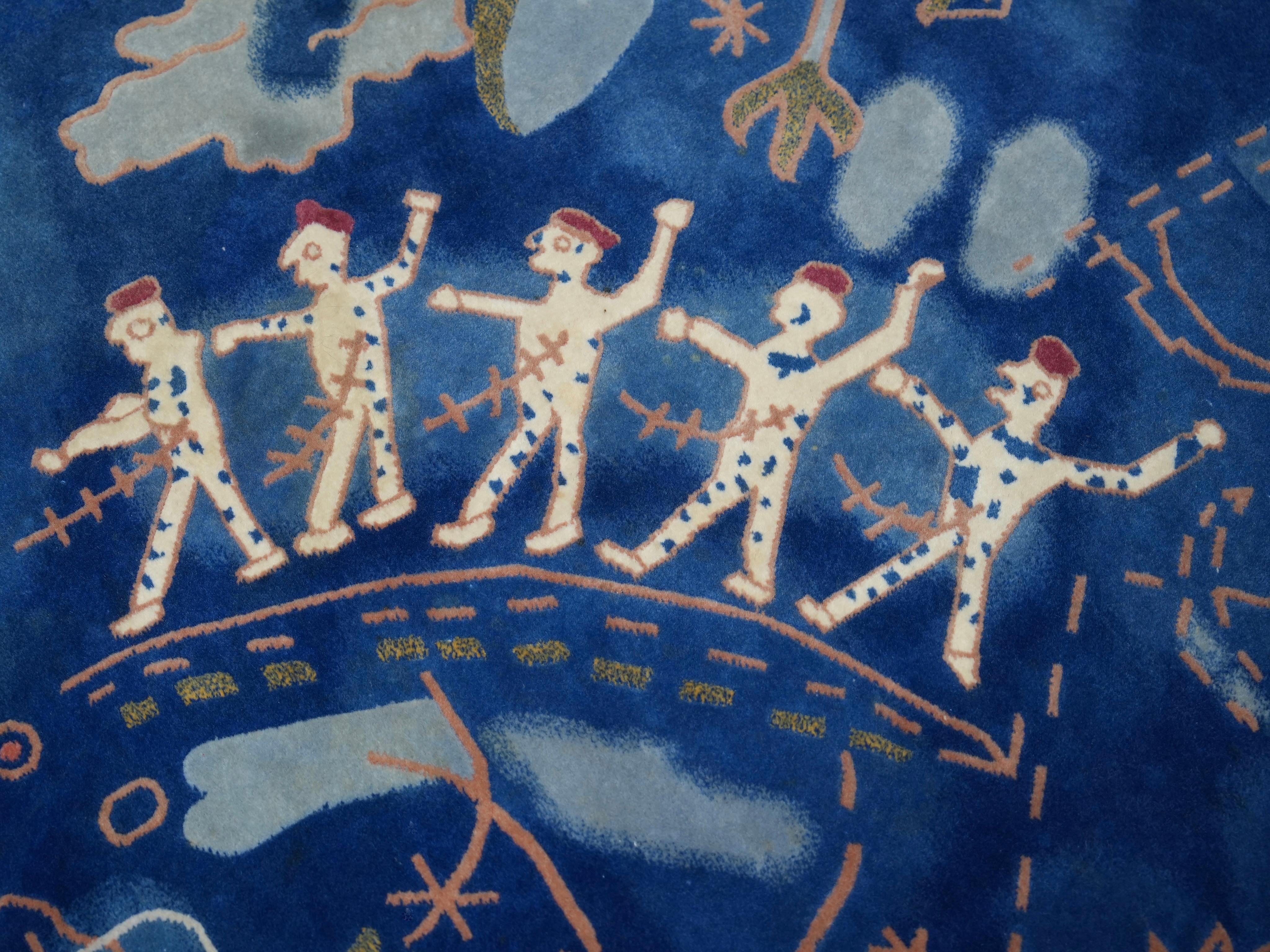Postmodern hand-knotted wool Carpet with mythical and abstract Symbols, 1987 For Sale 2