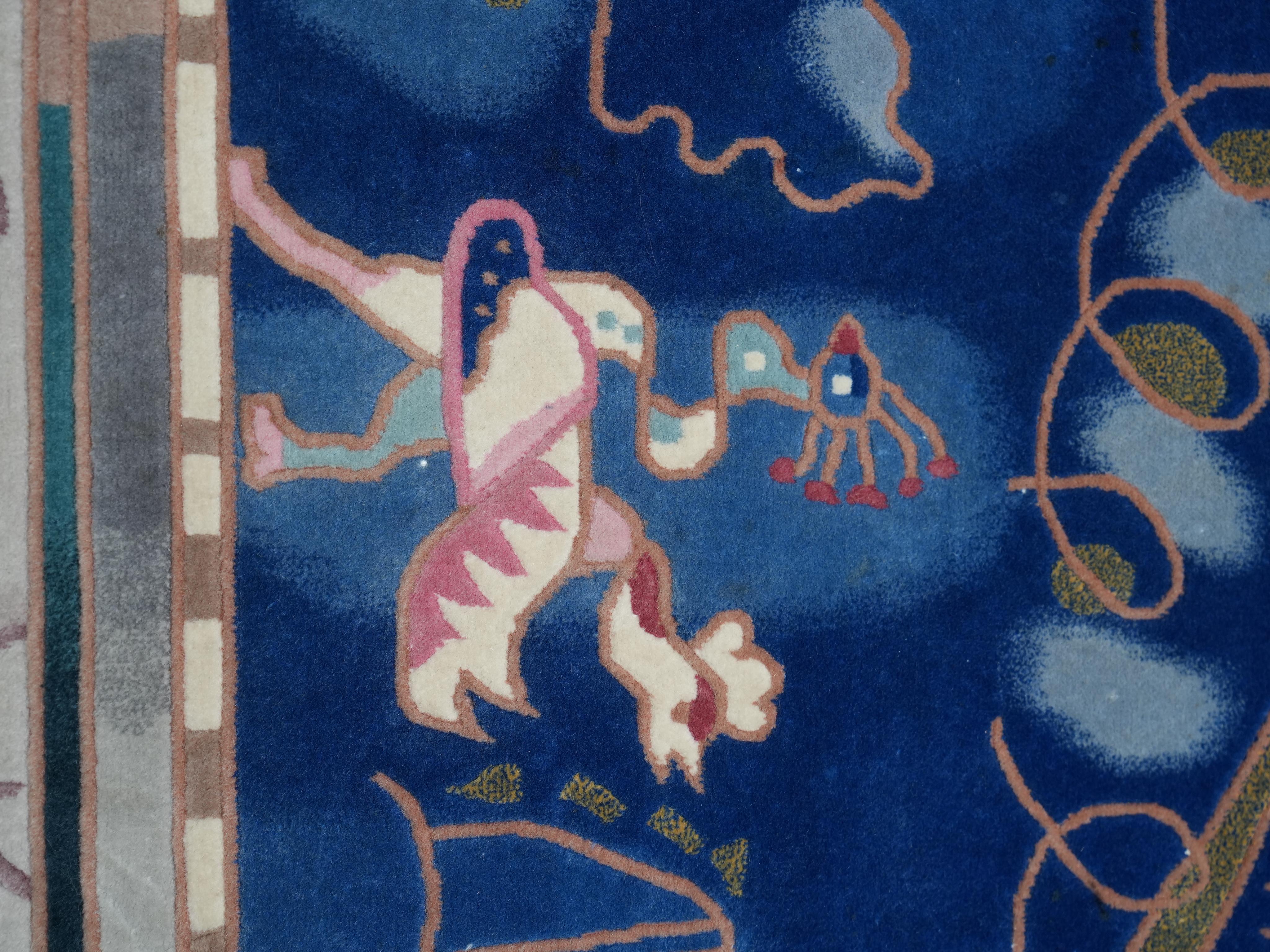 Postmodern hand-knotted wool Carpet with mythical and abstract Symbols, 1987 For Sale 3