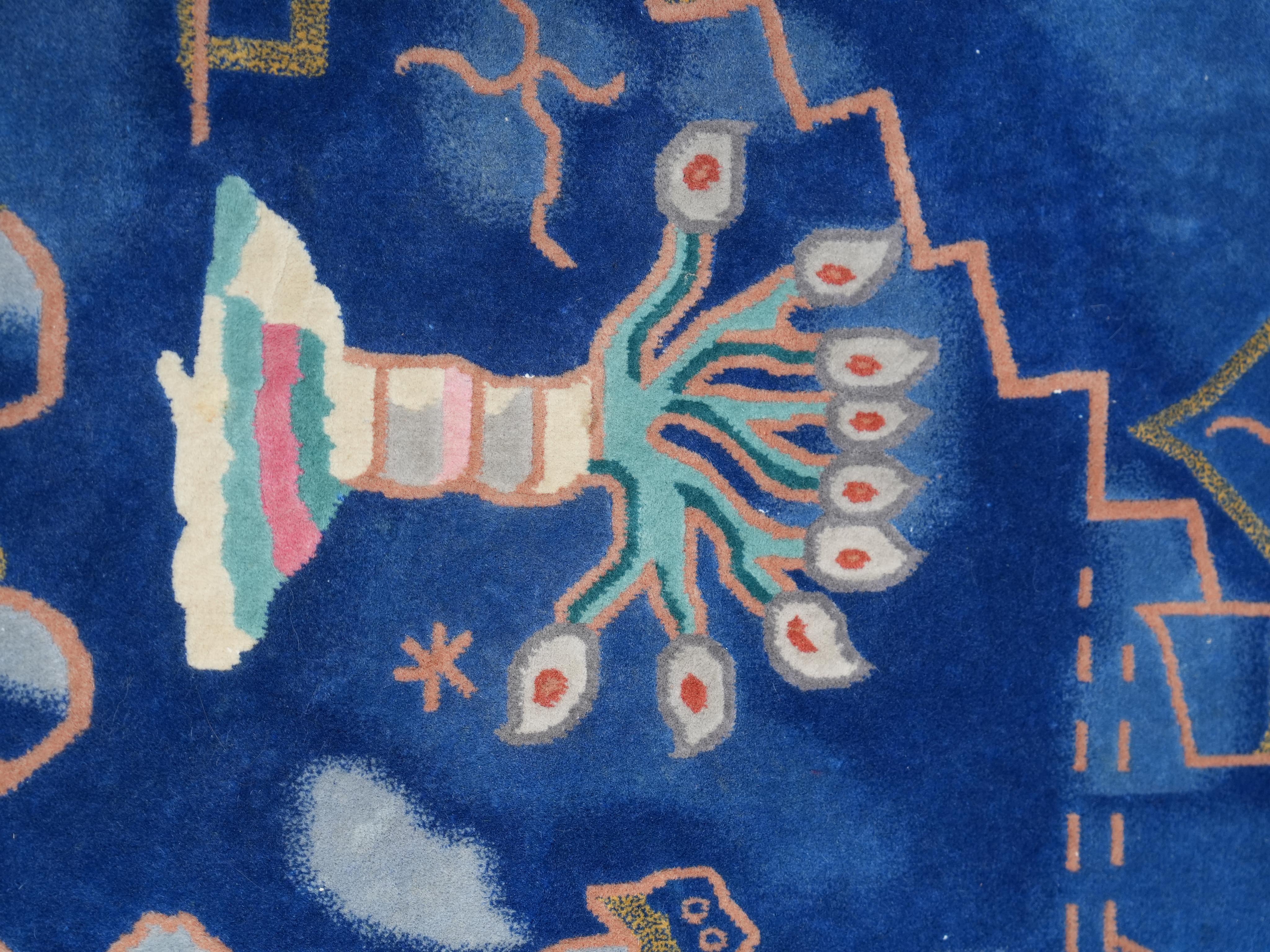 Postmodern hand-knotted wool Carpet with mythical and abstract Symbols, 1987 For Sale 4