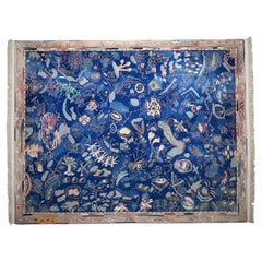 Postmodern hand-knotted wool Carpet with mythical and abstract Symbols, 1987