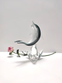 Postmodern Hand-Modeled Murano Glass Decorative Dolphin, Italy