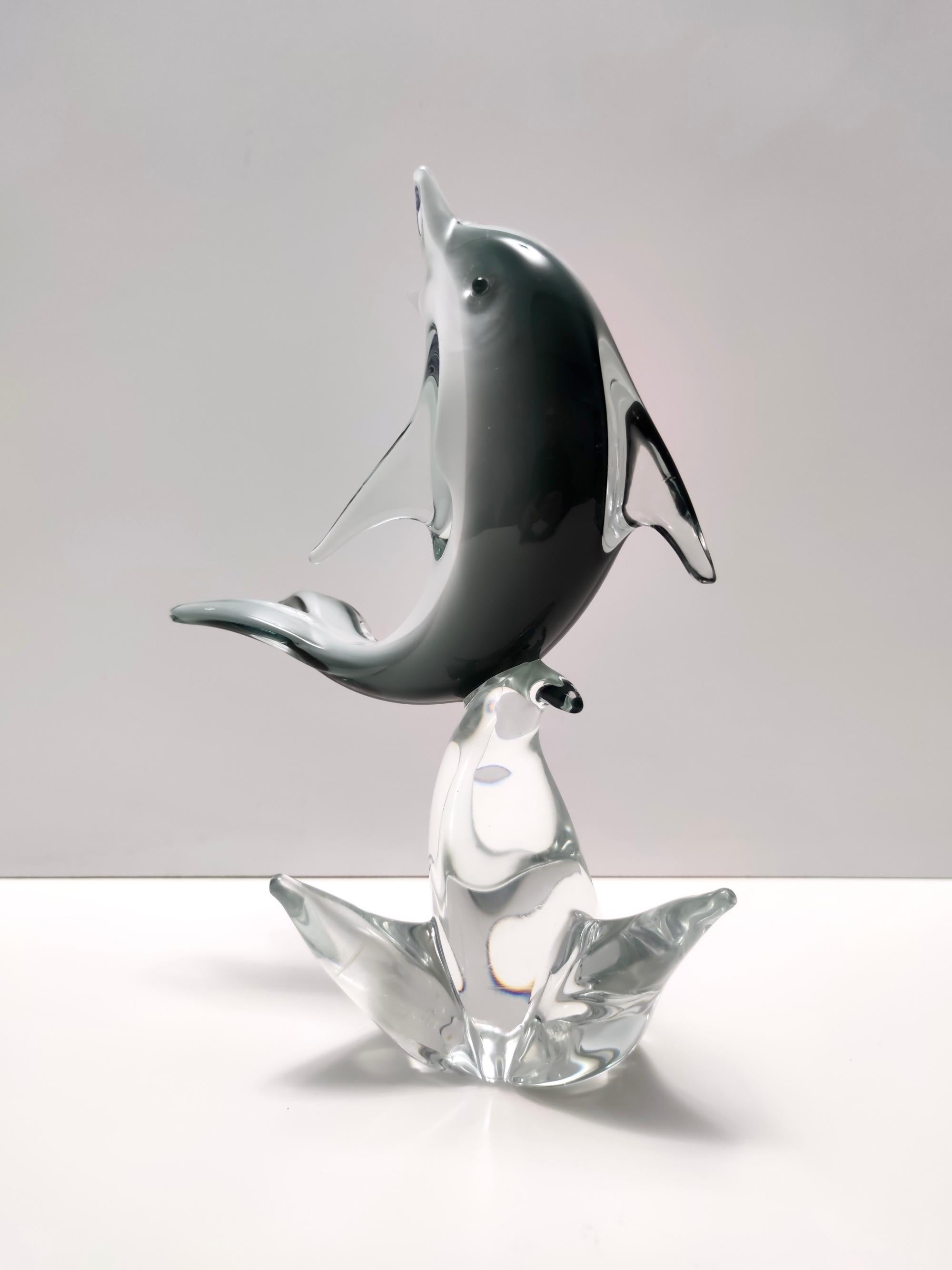 Italian Postmodern Hand-Modeled Murano Glass Decorative Dolphin, Italy