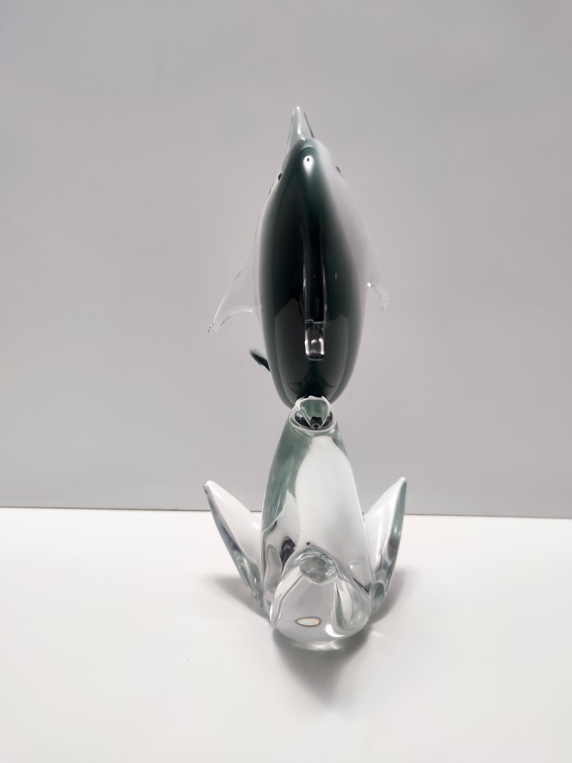 Postmodern Hand-Modeled Murano Glass Decorative Dolphin, Italy 1