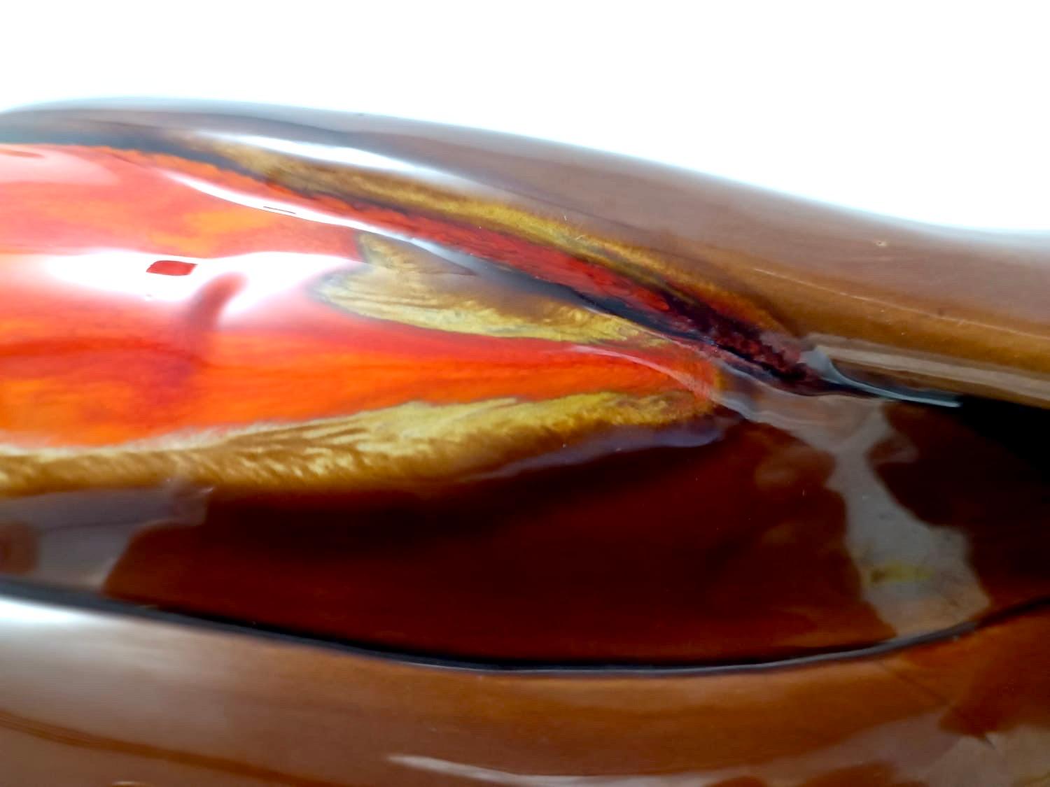 Postmodern Handmade Orange and Brown Glazed Vallauris Ceramic Vase, France For Sale 4