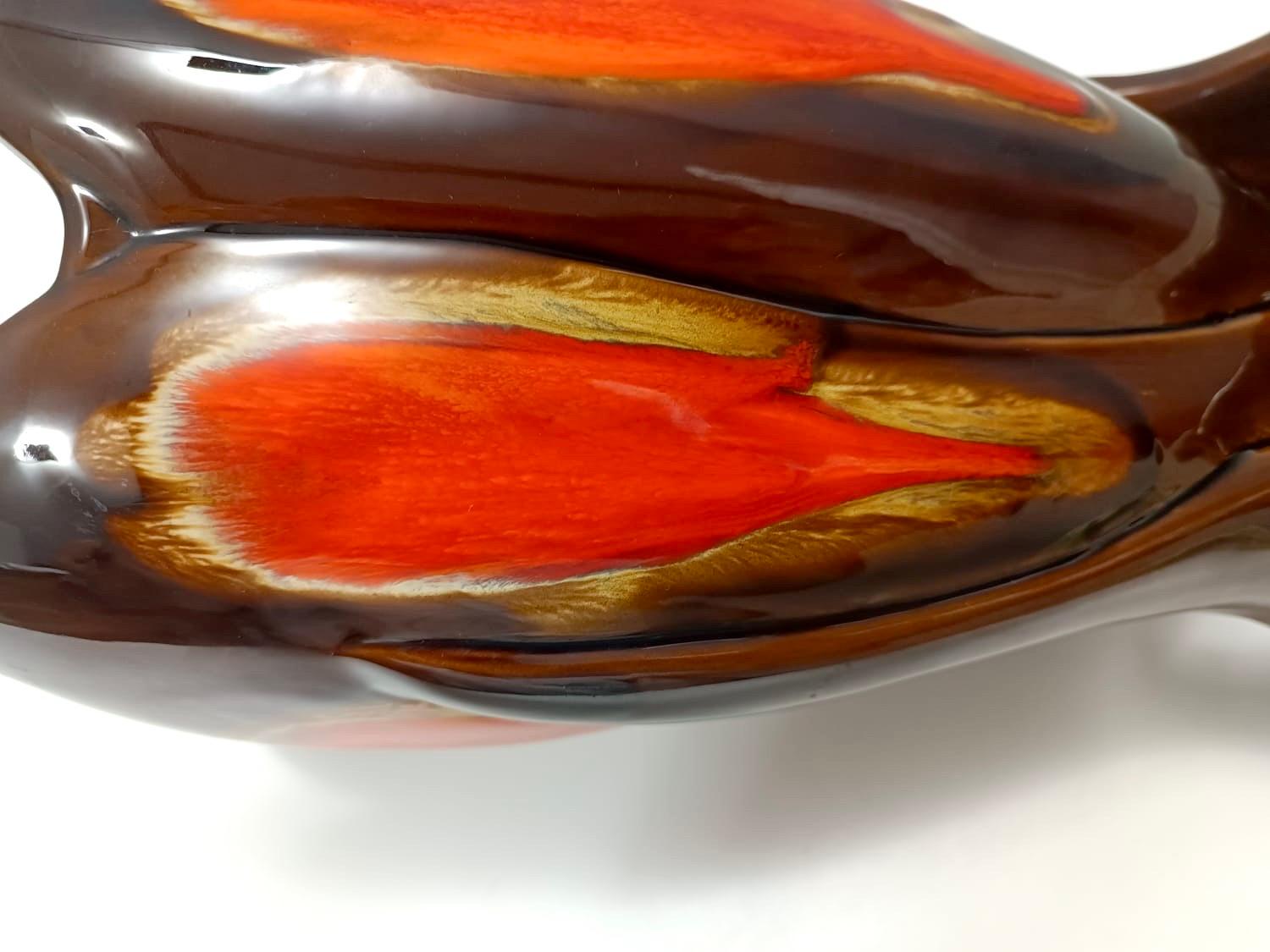 Postmodern Handmade Orange and Brown Glazed Vallauris Ceramic Vase, France For Sale 5