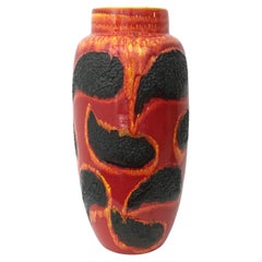 Postmodern Handmade Orange, Red and Black Glazed Ceramic Vase, Germany