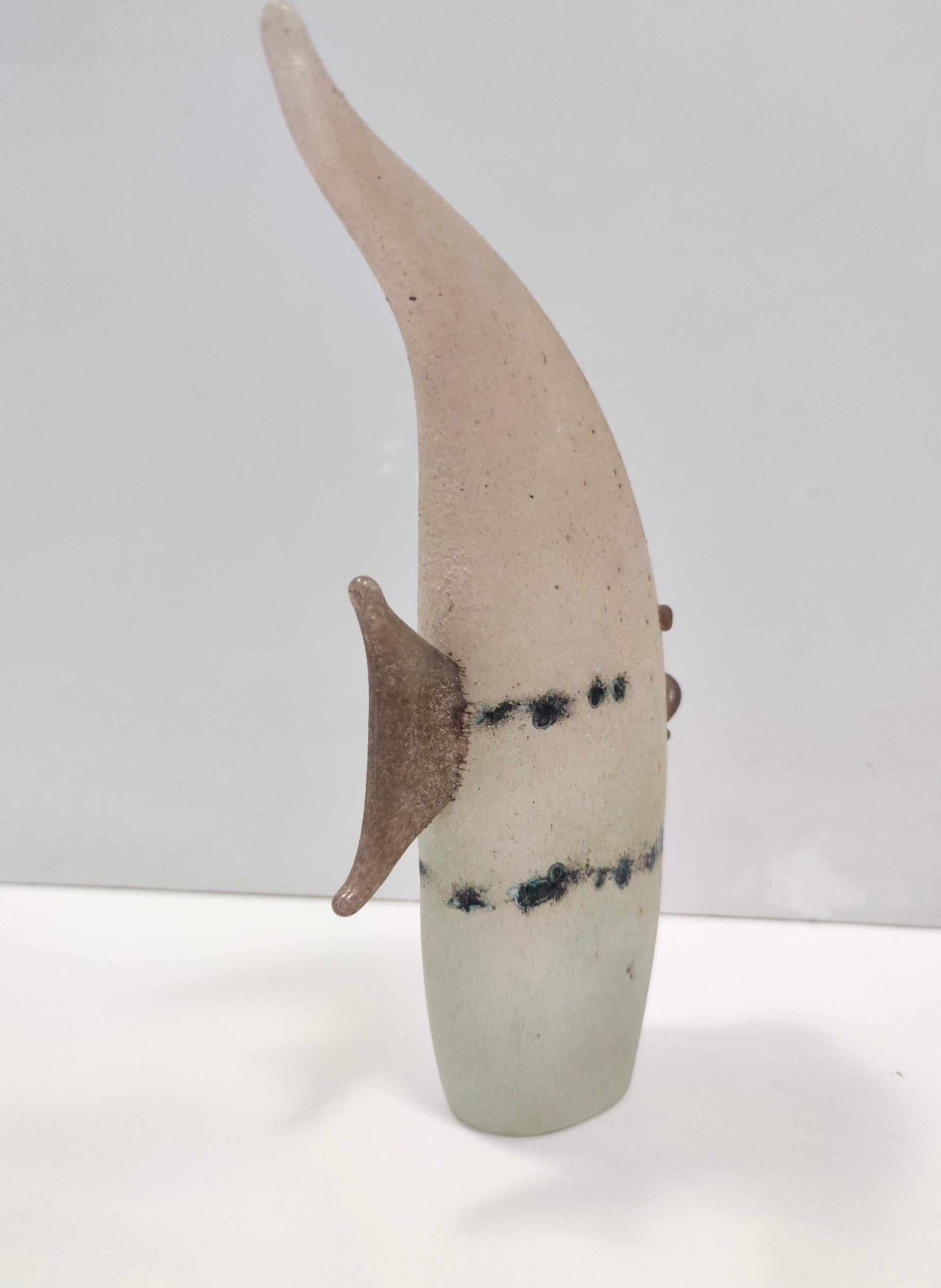Postmodern Handmade Scavo Glass Decorative Fish Figure by Luigi Mellara, Italy 3
