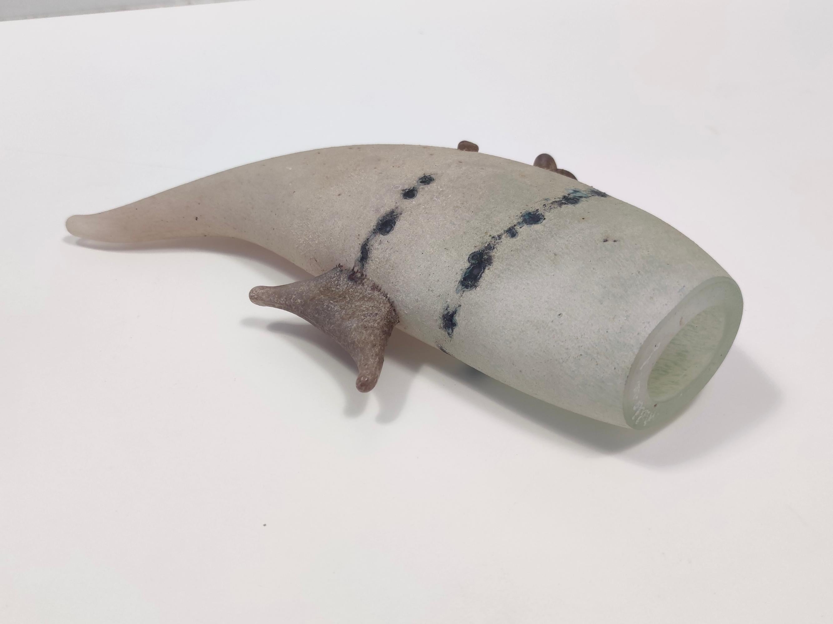 Postmodern Handmade Scavo Glass Decorative Fish Figure by Luigi Mellara, Italy 5