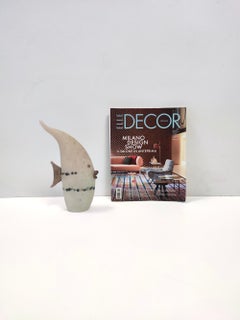 Figura de pez decorativa postmoderna de cristal Scavo hecha a mano por Luigi Mellara, Italia