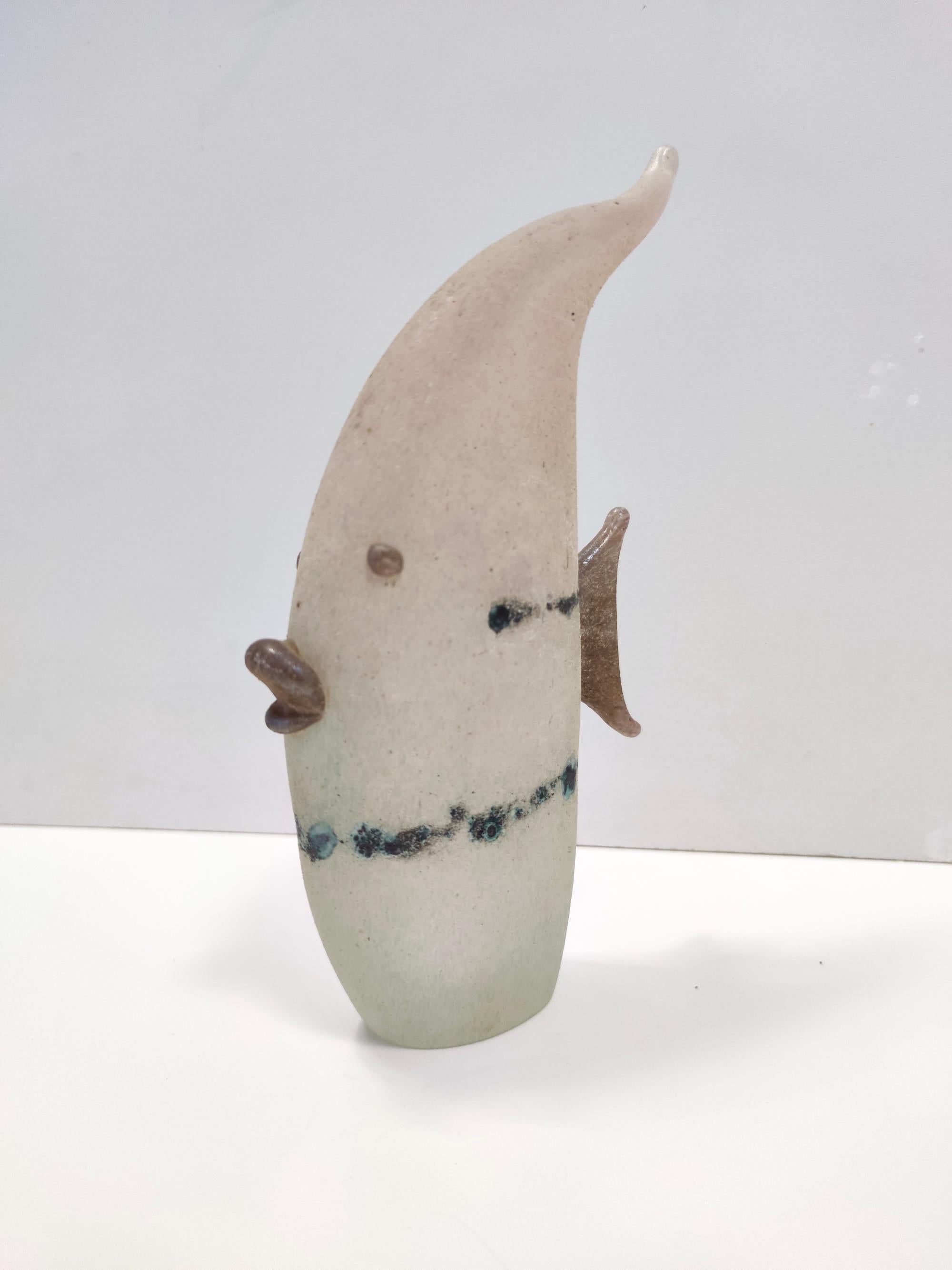 Late 20th Century Postmodern Handmade Scavo Glass Decorative Fish Figure by Luigi Mellara, Italy