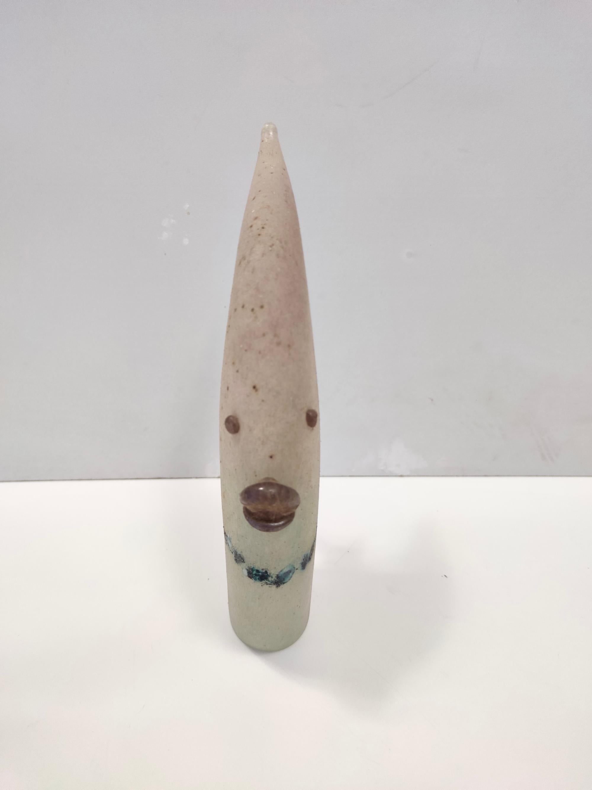 Murano Glass Postmodern Handmade Scavo Glass Decorative Fish Figure by Luigi Mellara, Italy