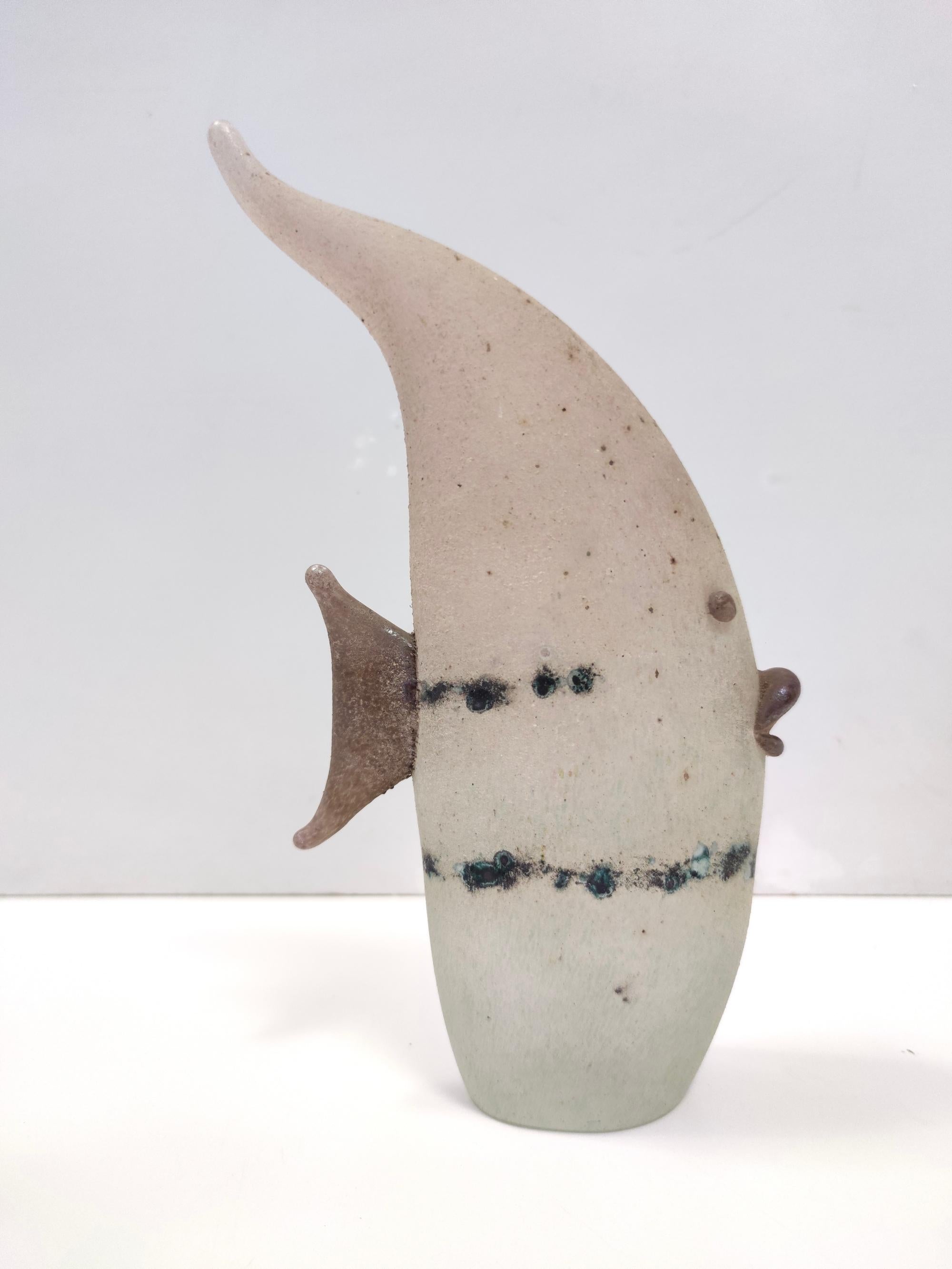 Postmodern Handmade Scavo Glass Decorative Fish Figure by Luigi Mellara, Italy 2