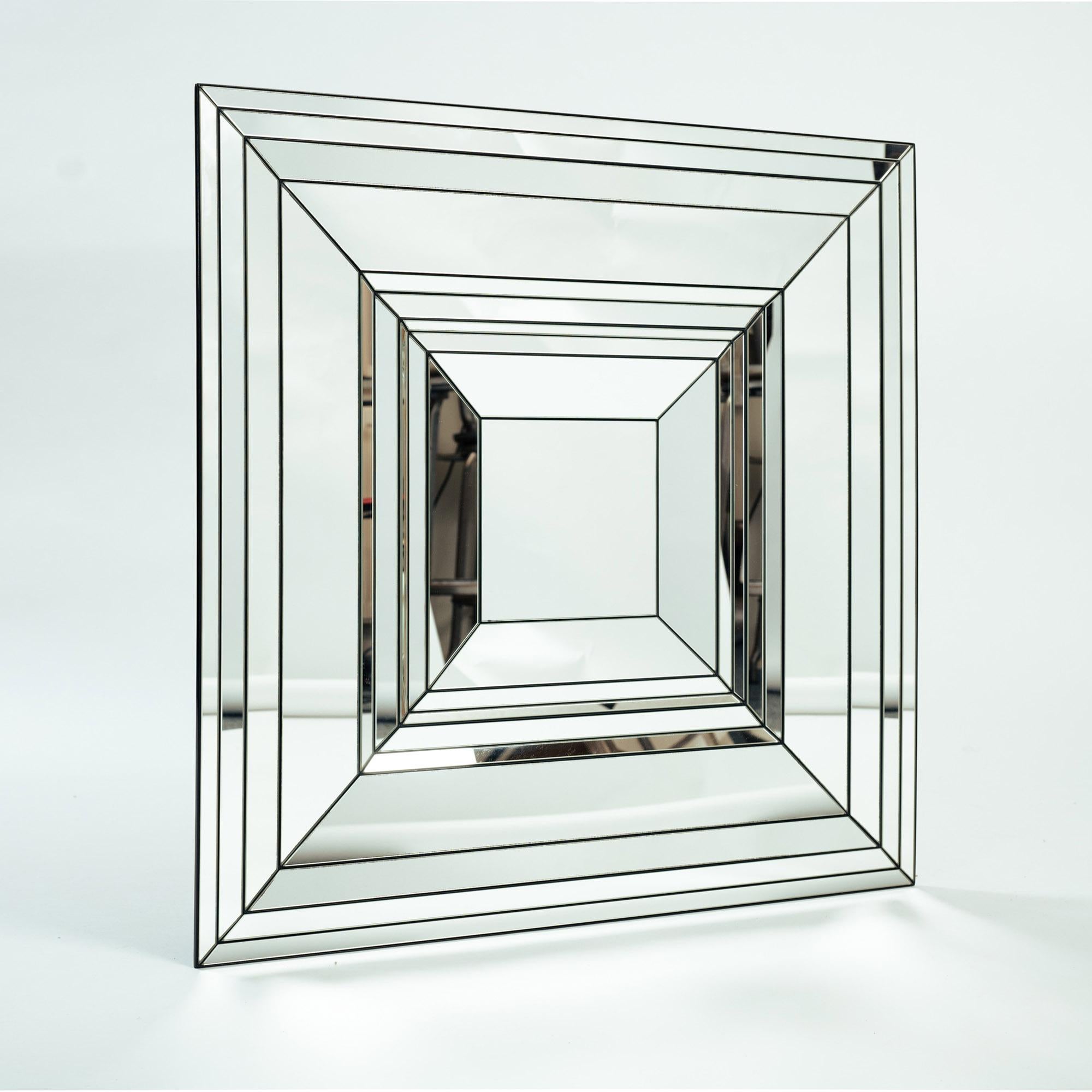Postmodern handmade square mirror from Deknudt For Sale 1