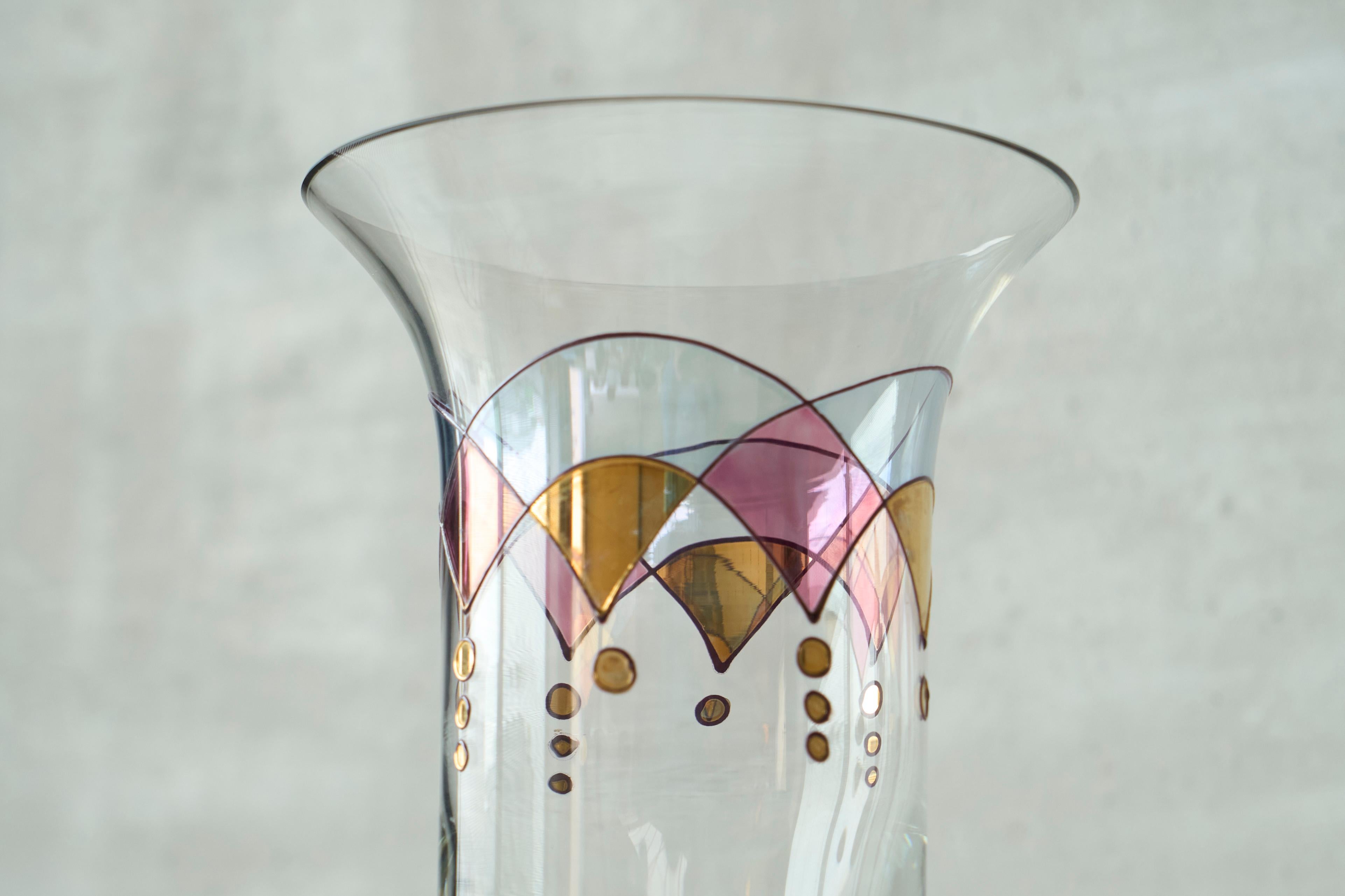 Européen Vase d'art postmoderne Harlequin des années 1980 en vente