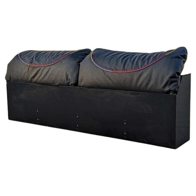 Postmodern Headboard by Carlo Malnati, Lacquer, Built in Cushions King Size, 80s