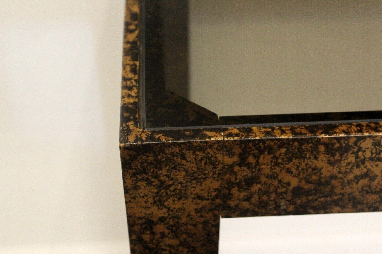 20th Century Postmodern Henredon Faux Tortoise Shell Smoked Glass Console Table