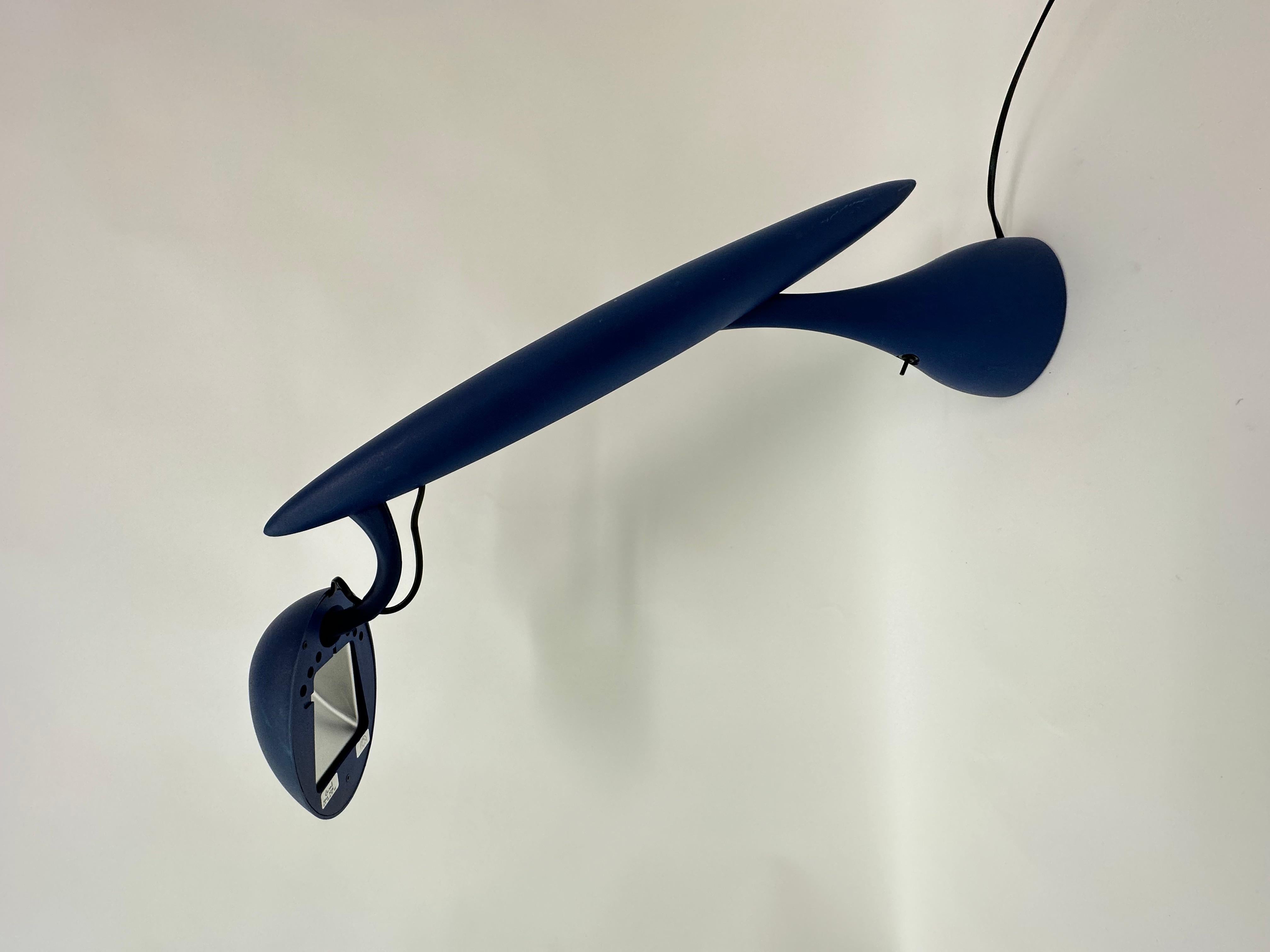 Norwegian Postmodern Heron Blue Lamp by Isao Hosoe for Luxo, 1980s For Sale