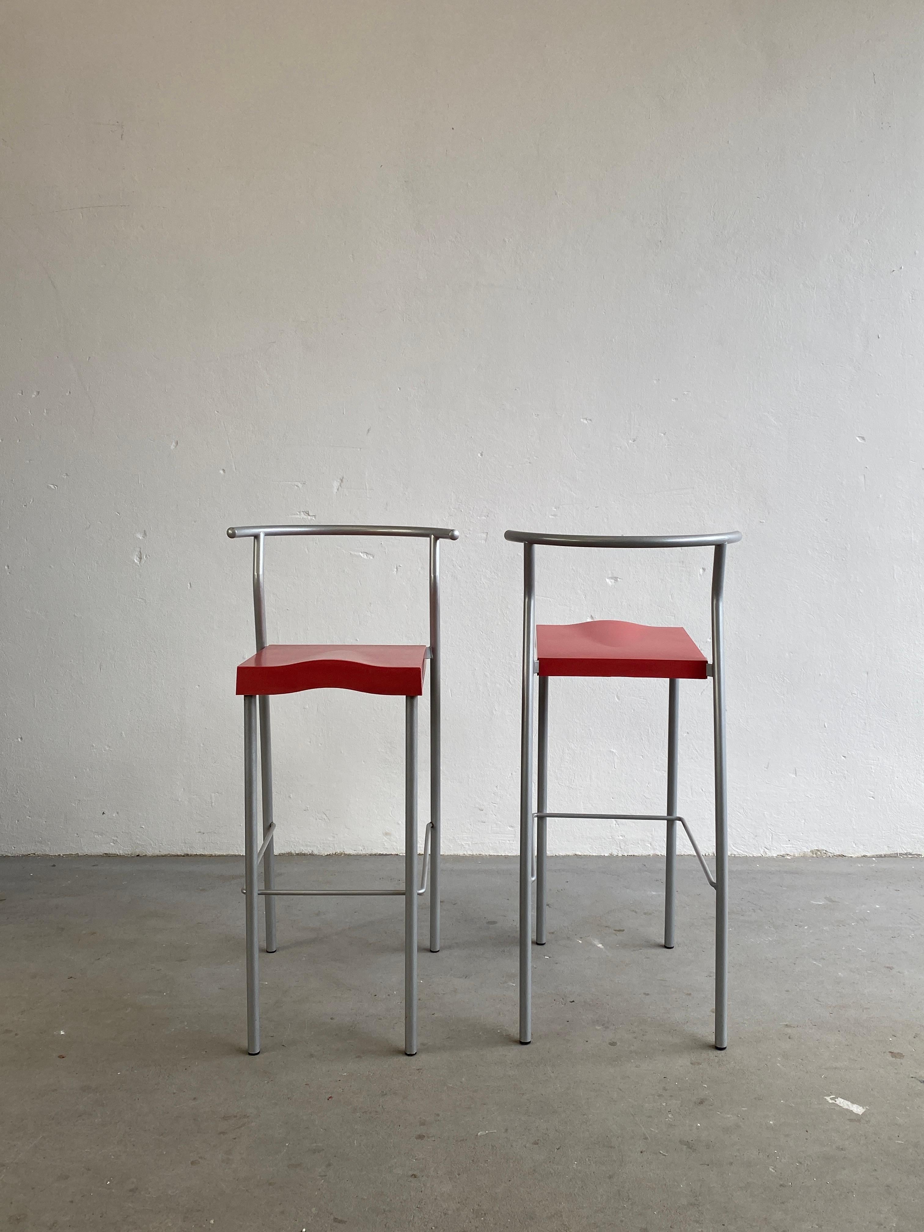 Late 20th Century Postmodern Hi-Glob Bar Stools by Philippe Starck for Kartell, 1990s, Set of 2