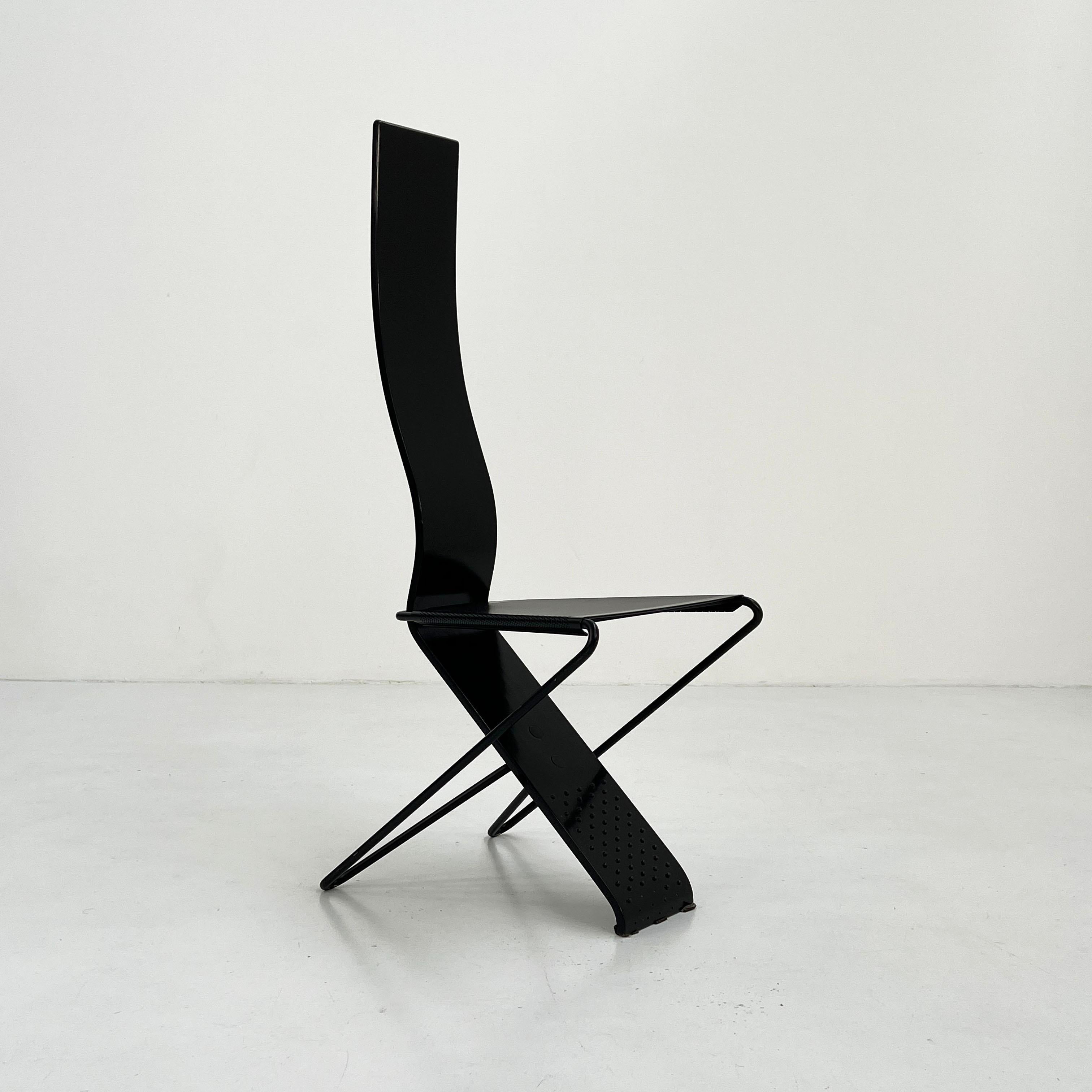 Postmodern High Backed Metal Chair from Pietro Arosio, 1980s For Sale 5