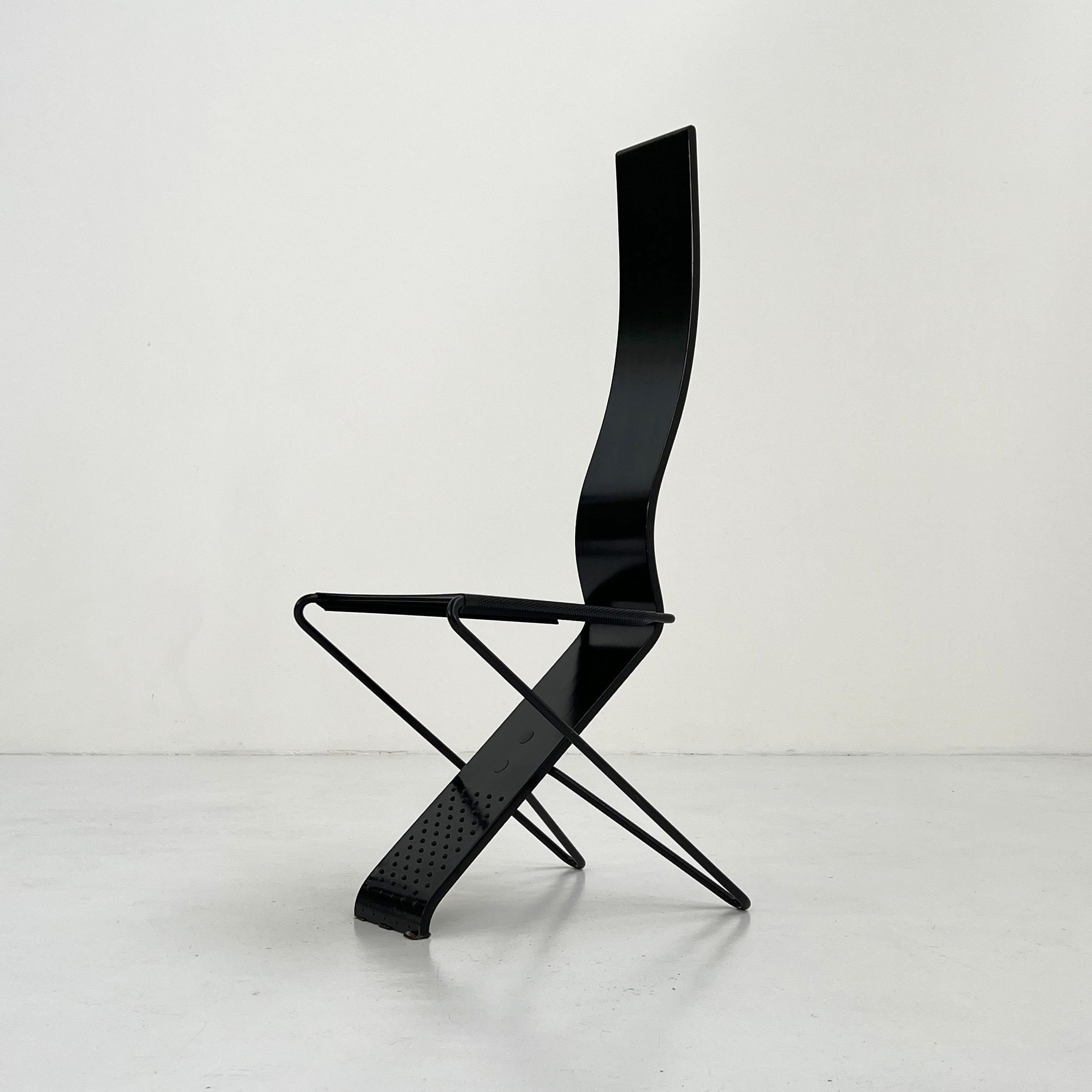 Italian Postmodern High Backed Metal Chair from Pietro Arosio, 1980s For Sale